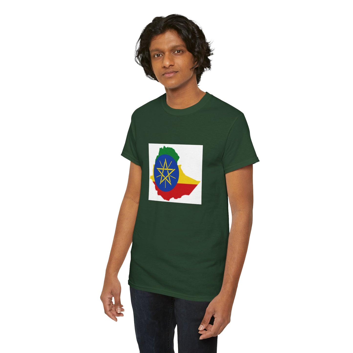 Unisex Heavy Cotton Tee -- Ethiopa federal flag and map
