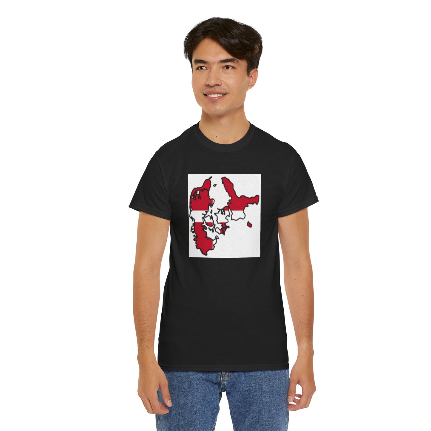 Unisex Heavy Cotton Tee -- Denmark flag and map