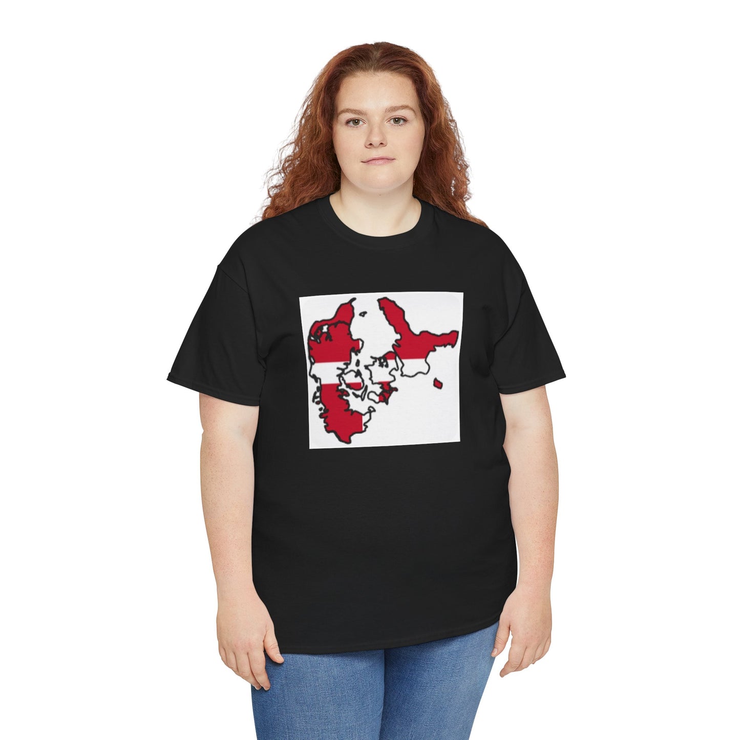 Unisex Heavy Cotton Tee -- Denmark flag and map
