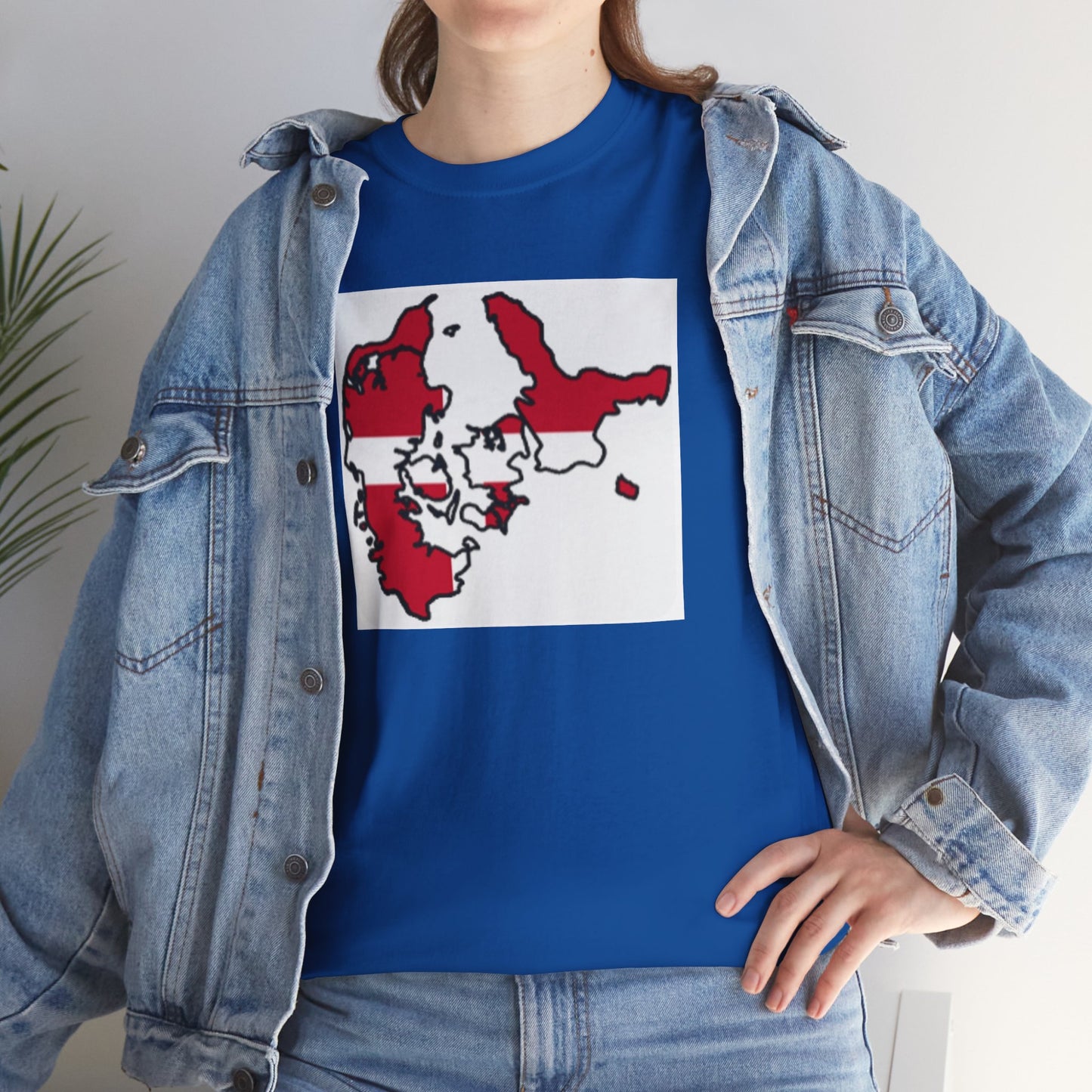 Unisex Heavy Cotton Tee -- Denmark flag and map