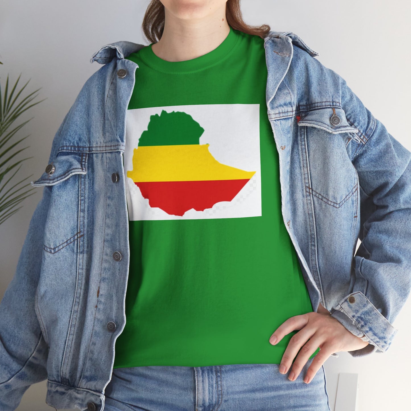 Unisex Heavy Cotton Tee -- Ethiopia flag and map