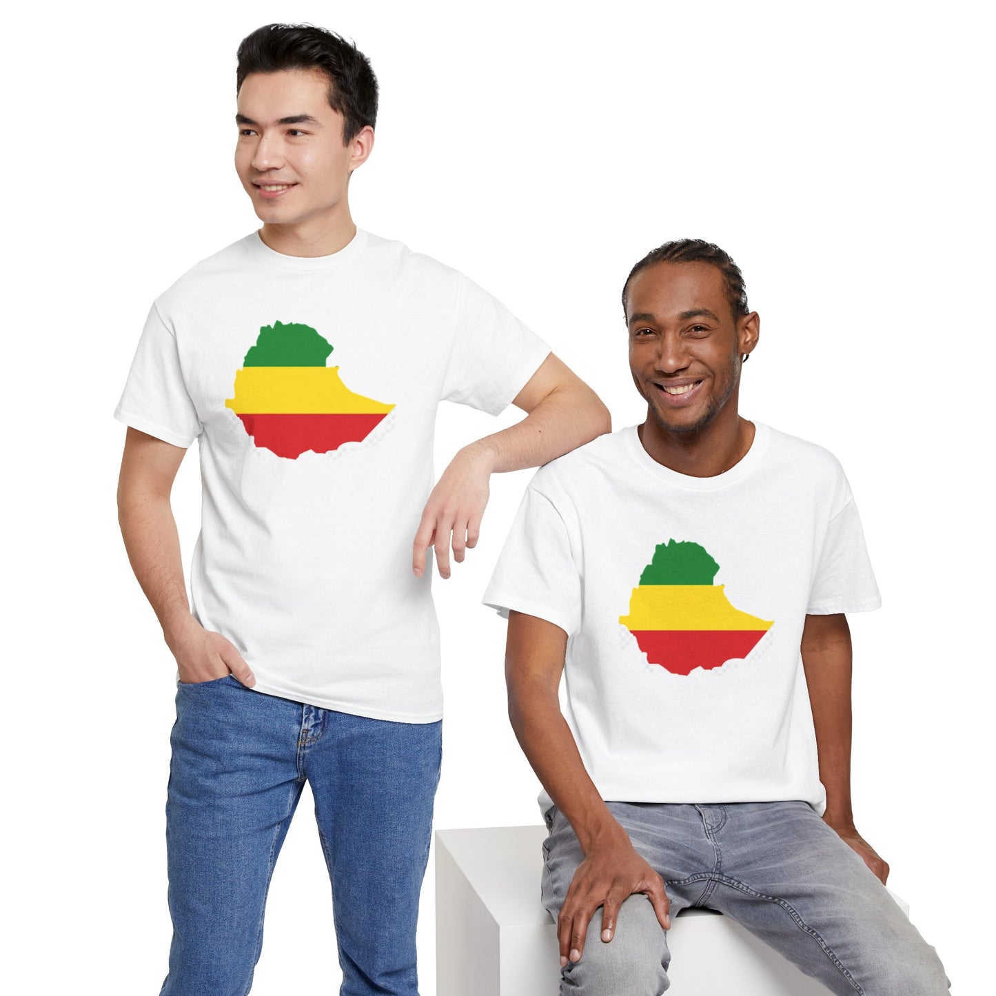 Unisex Heavy Cotton Tee -- Ethiopia flag and map