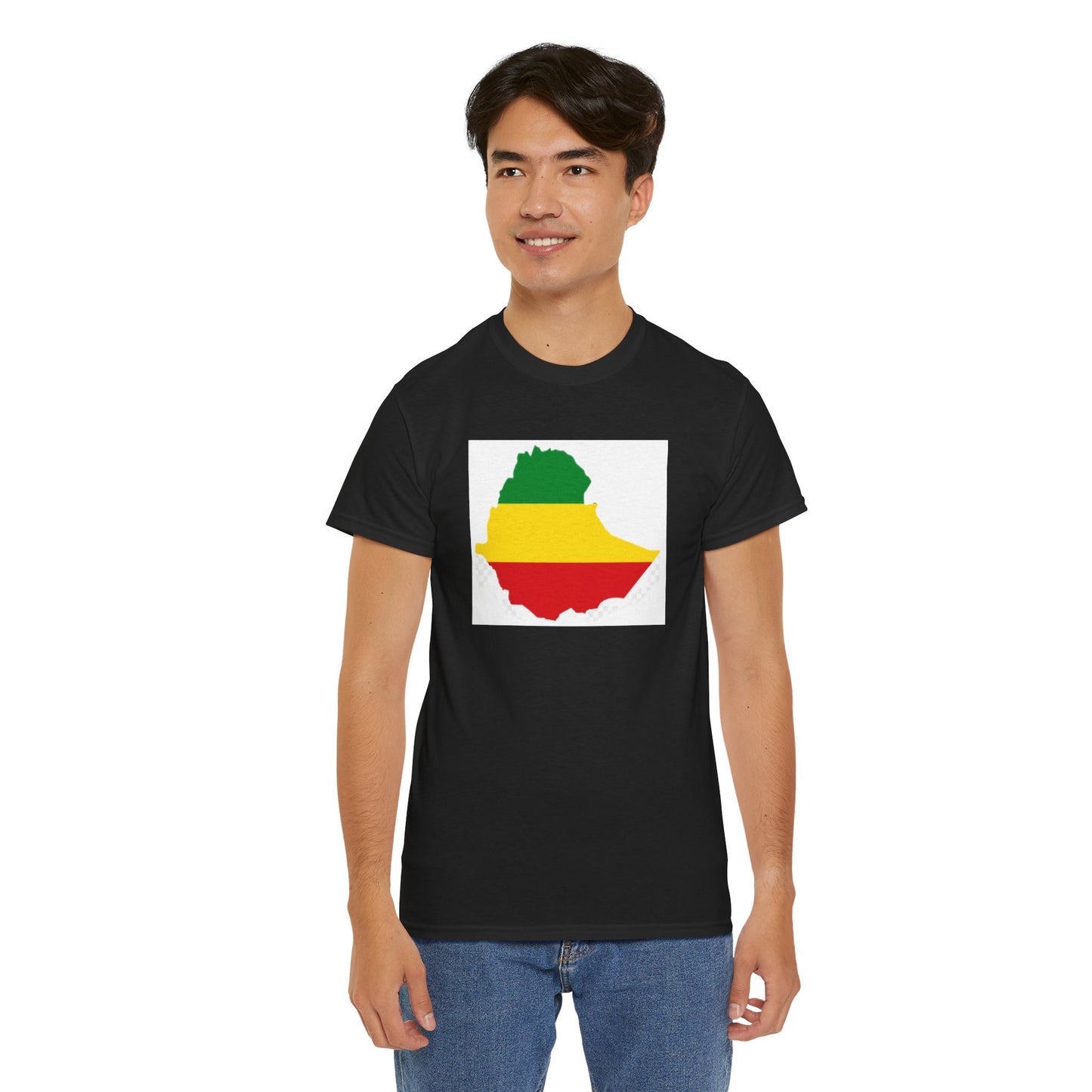 Unisex Heavy Cotton Tee -- Ethiopia flag and map