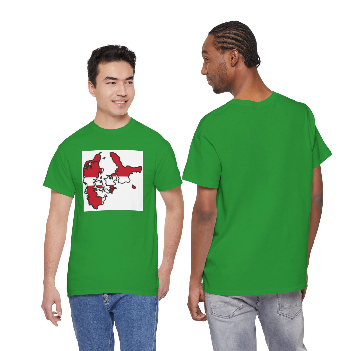 Unisex Heavy Cotton Tee -- Denmark flag and map