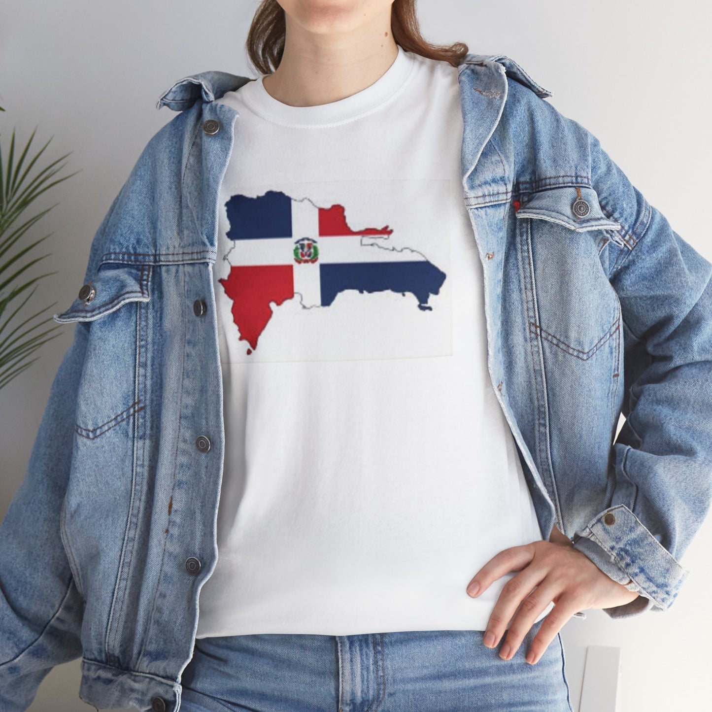 Unisex Heavy Cotton Tee -- Dominican Republic flag and map