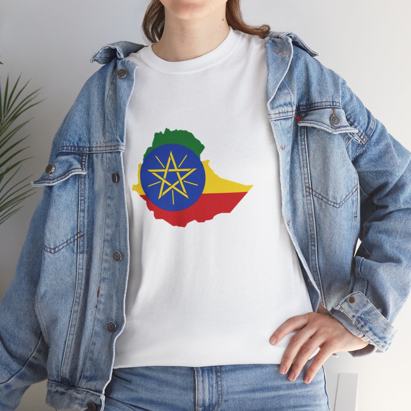 Unisex Heavy Cotton Tee -- Ethiopa federal flag and map