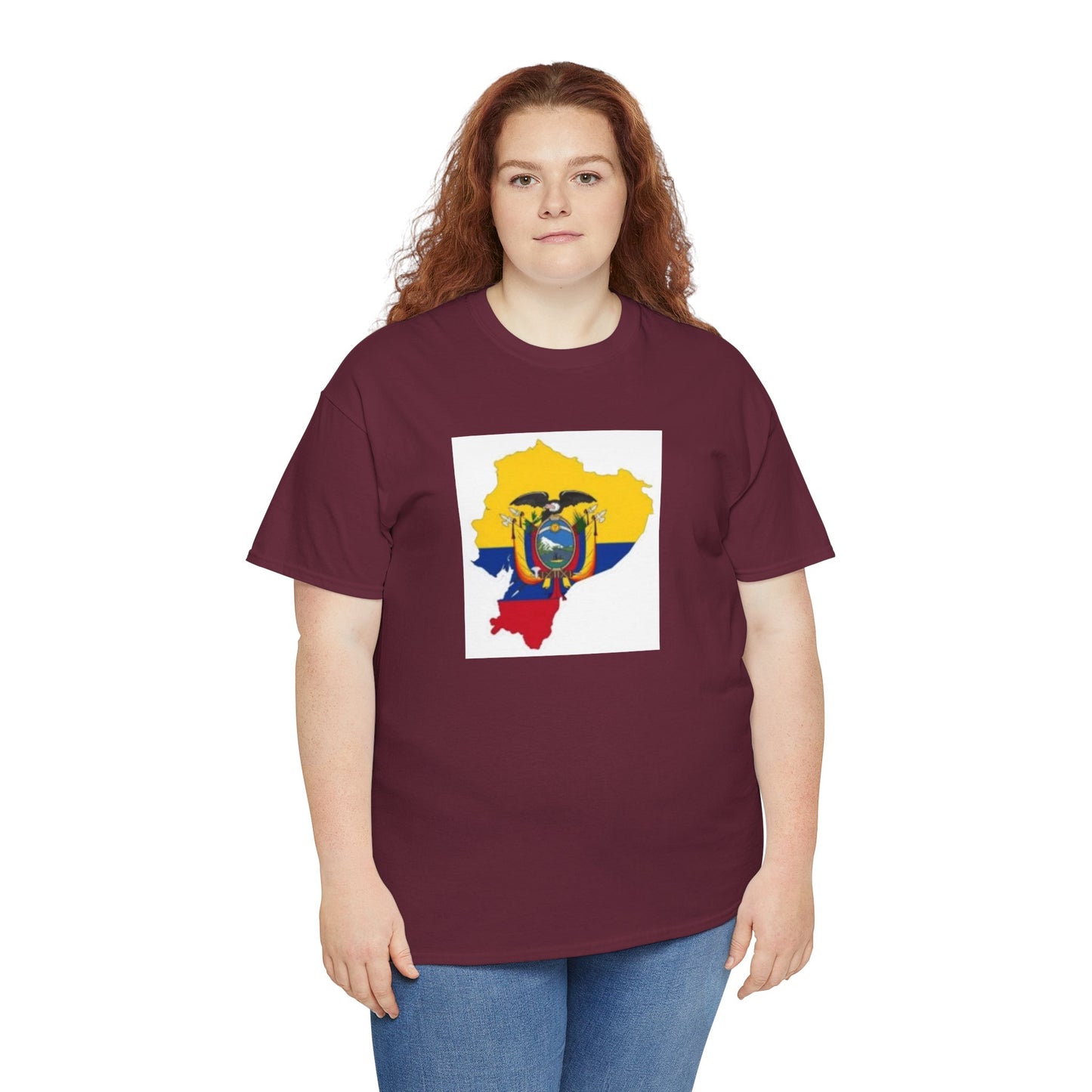 Unisex Heavy Cotton Tee -- Ecuador flag and map