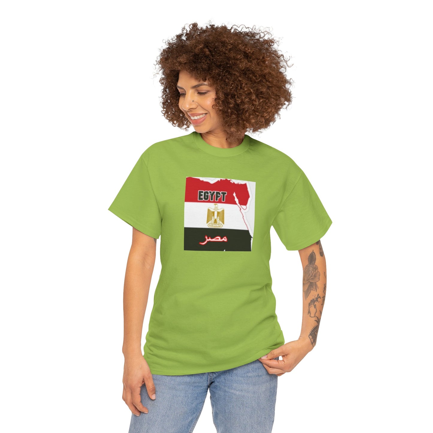 Unisex Heavy Cotton Tee -- Egypt flag and map
