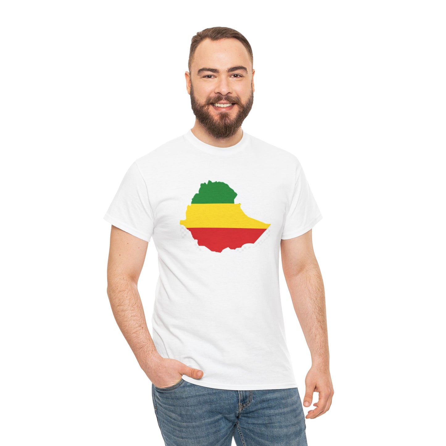 Unisex Heavy Cotton Tee -- Ethiopia flag and map