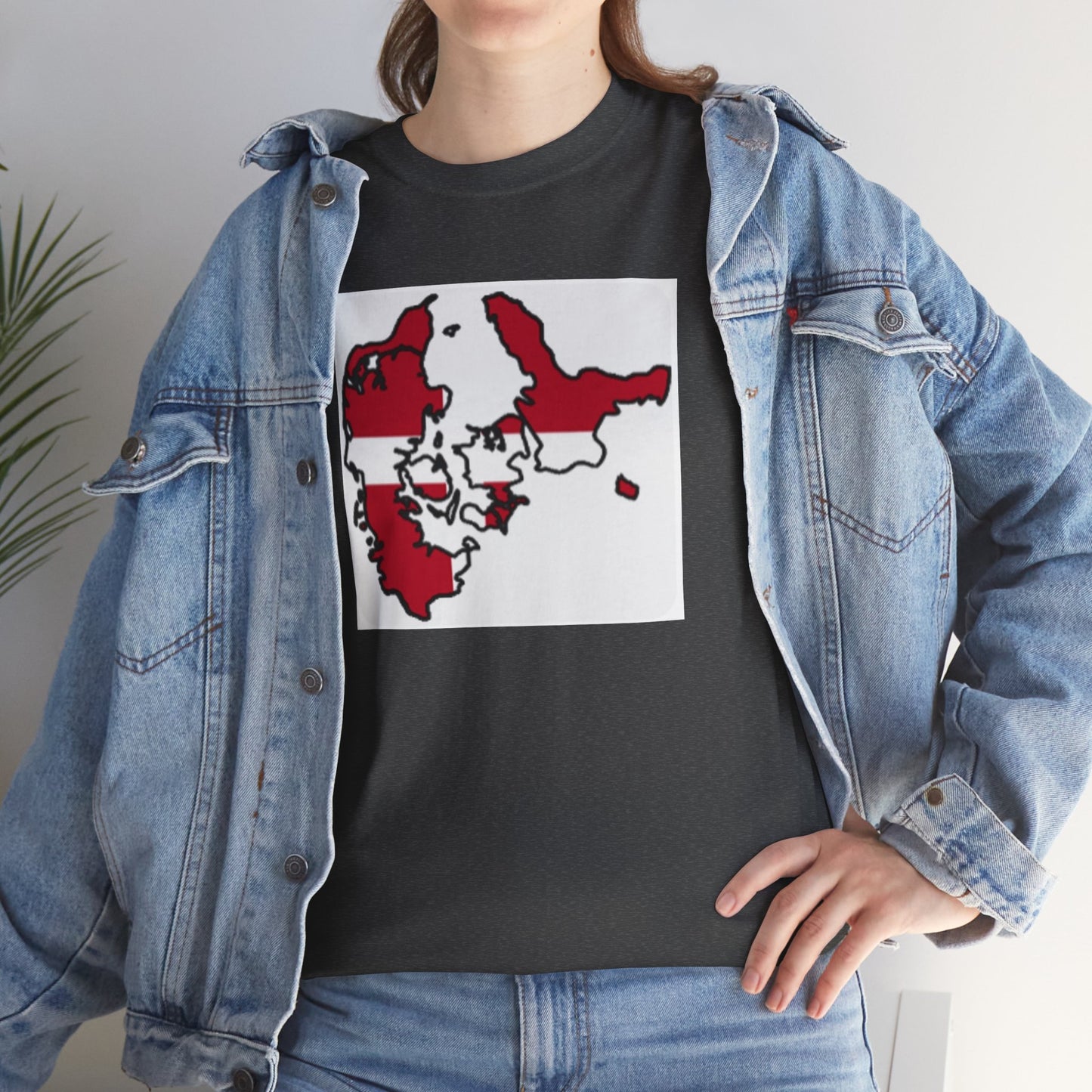 Unisex Heavy Cotton Tee -- Denmark flag and map