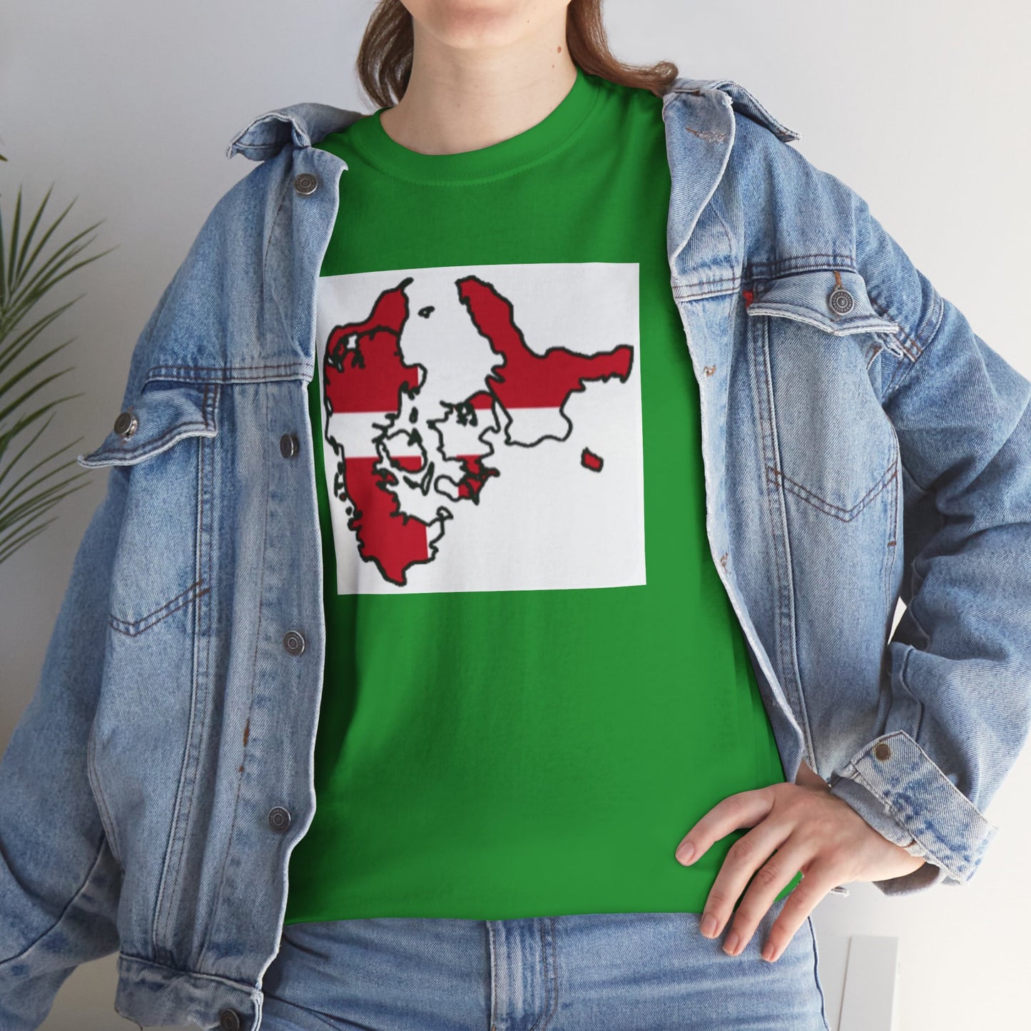 Unisex Heavy Cotton Tee -- Denmark flag and map
