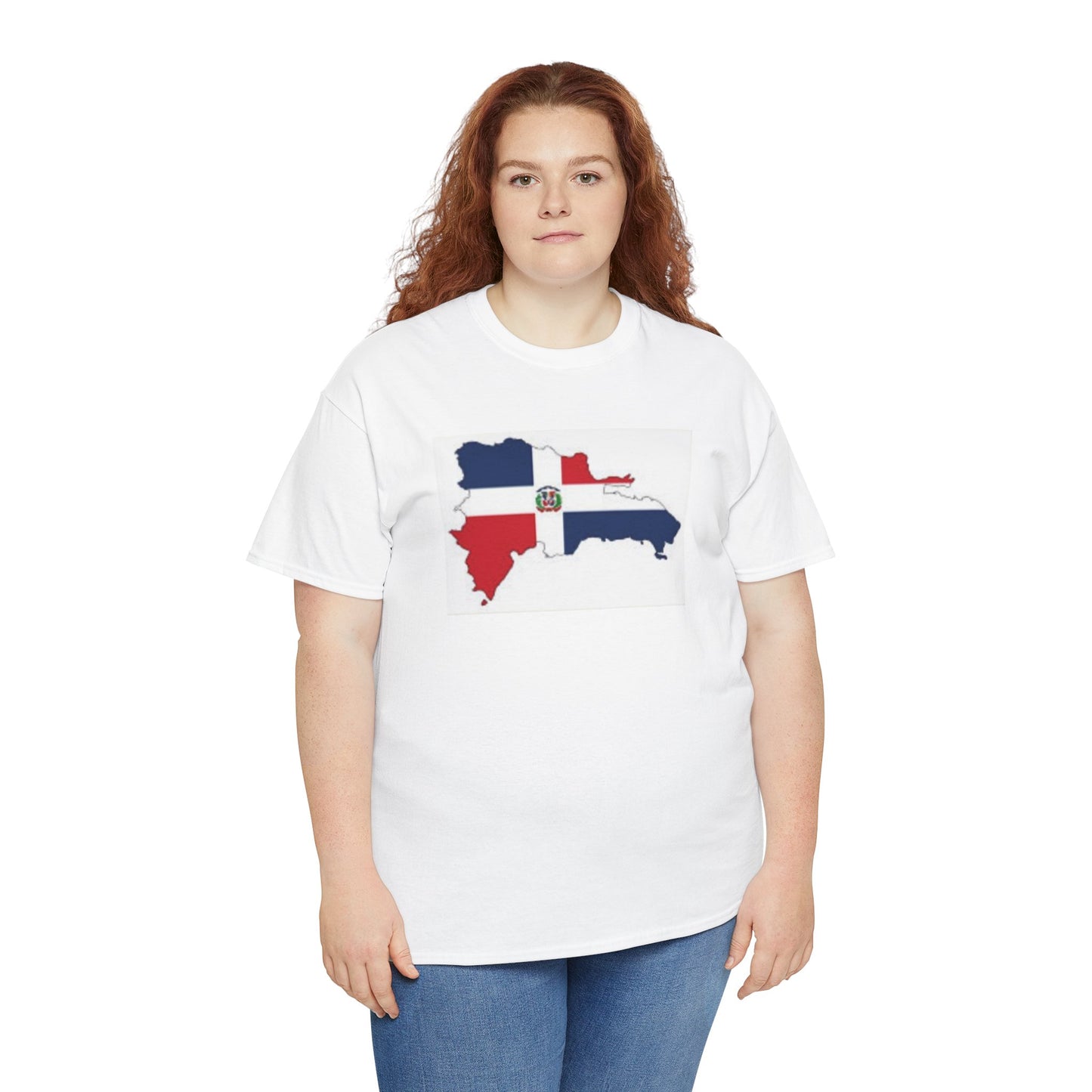 Unisex Heavy Cotton Tee -- Dominican Republic flag and map