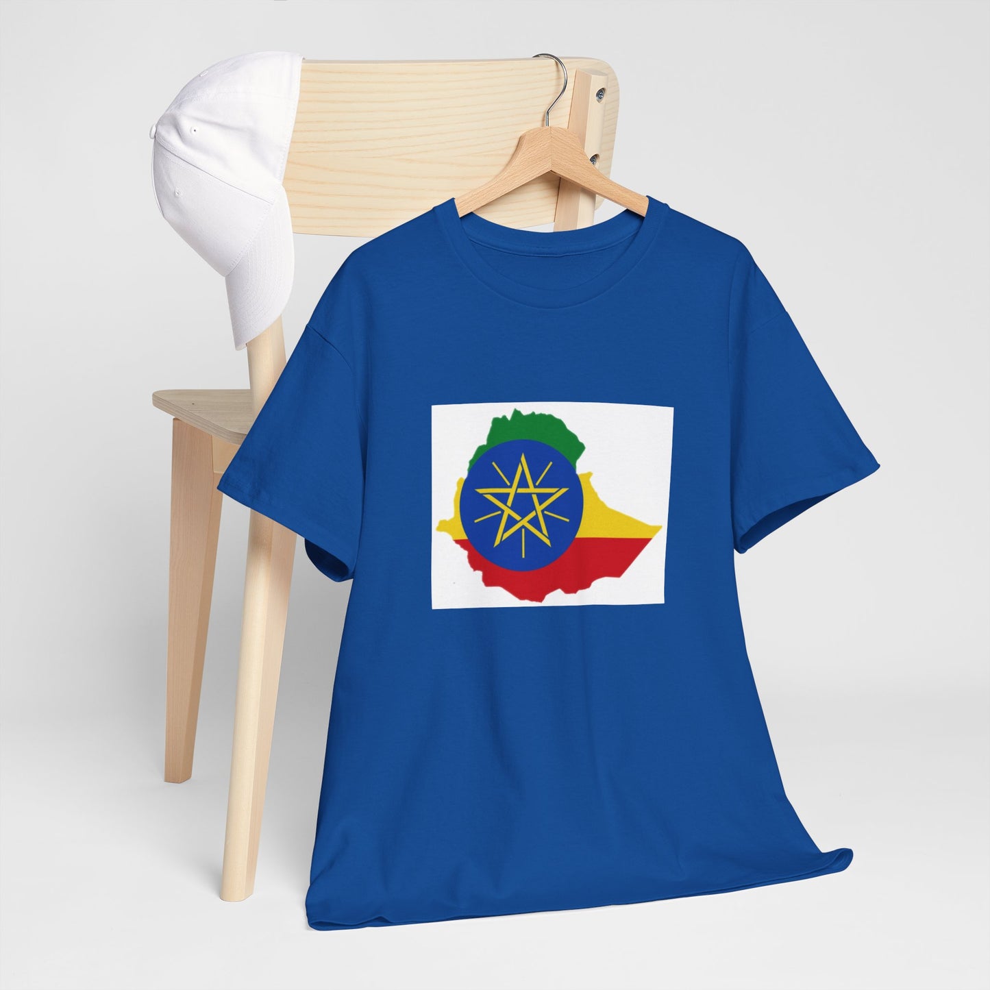 Unisex Heavy Cotton Tee -- Ethiopa federal flag and map