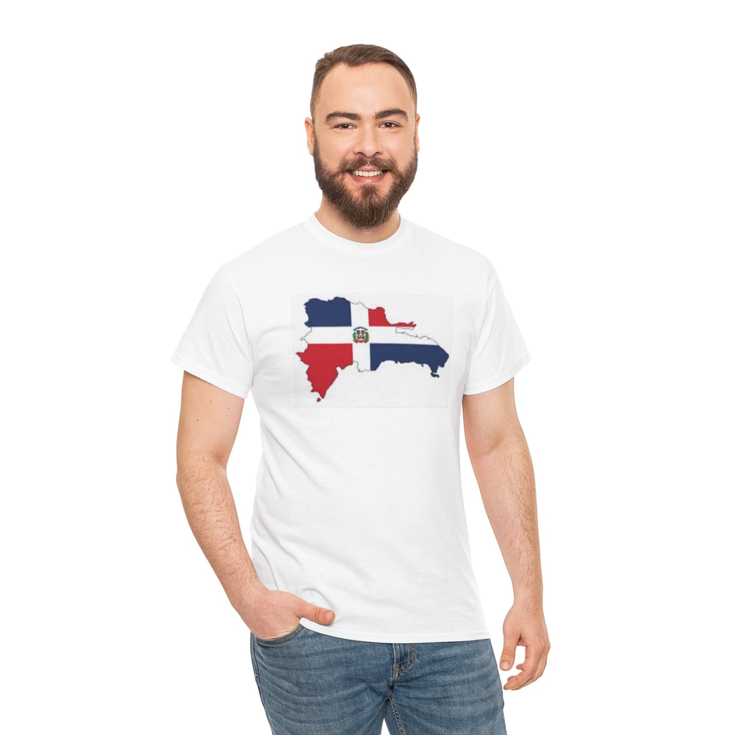 Unisex Heavy Cotton Tee -- Dominican Republic flag and map