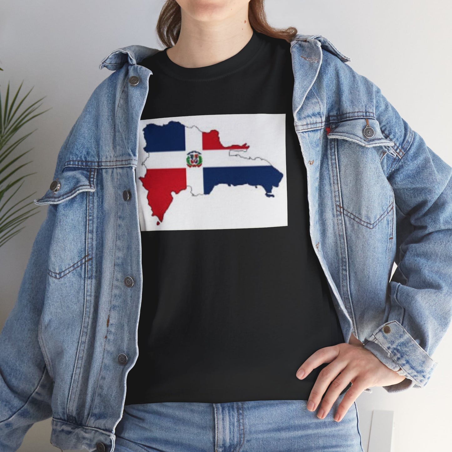 Unisex Heavy Cotton Tee -- Dominican Republic flag and map