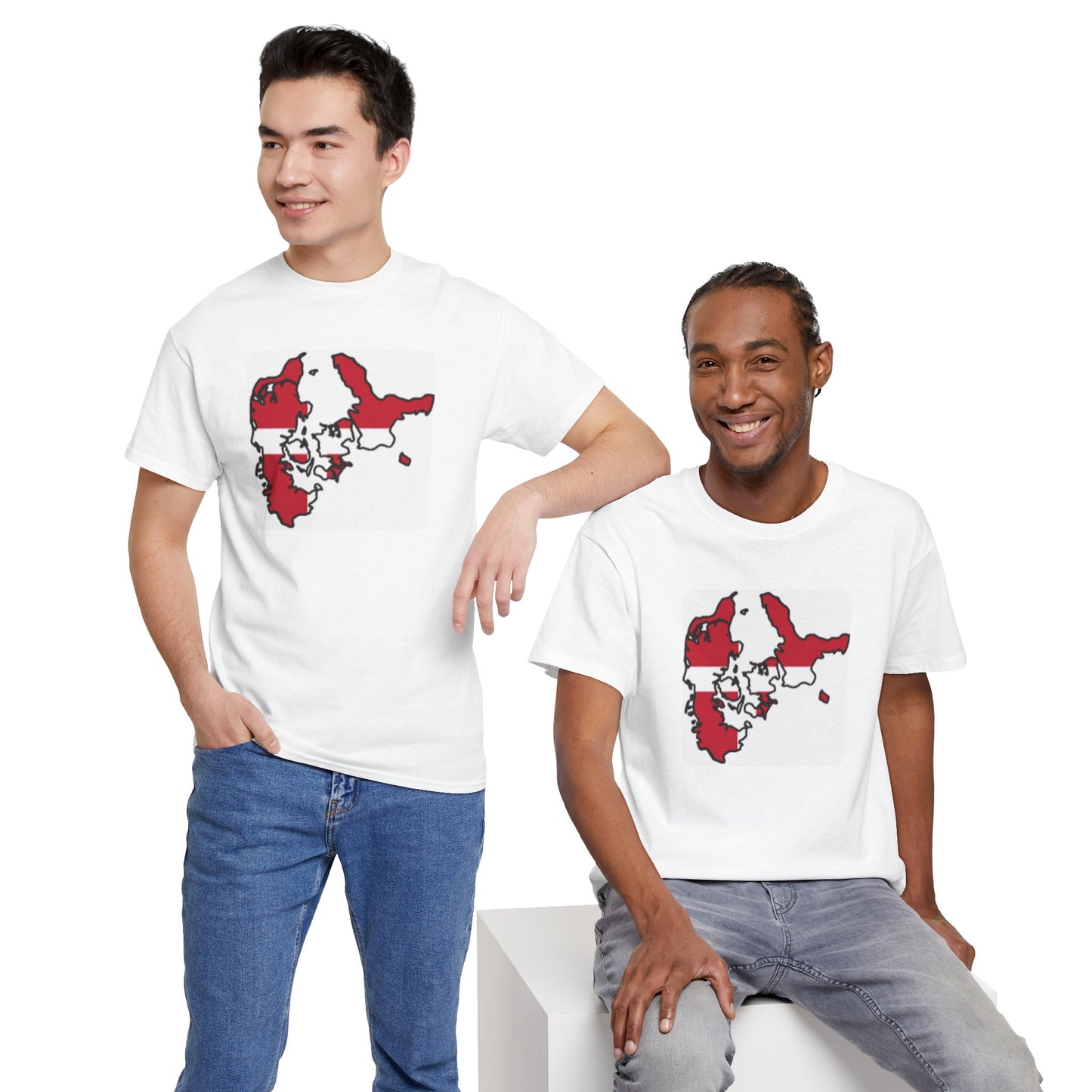 Unisex Heavy Cotton Tee -- Denmark flag and map
