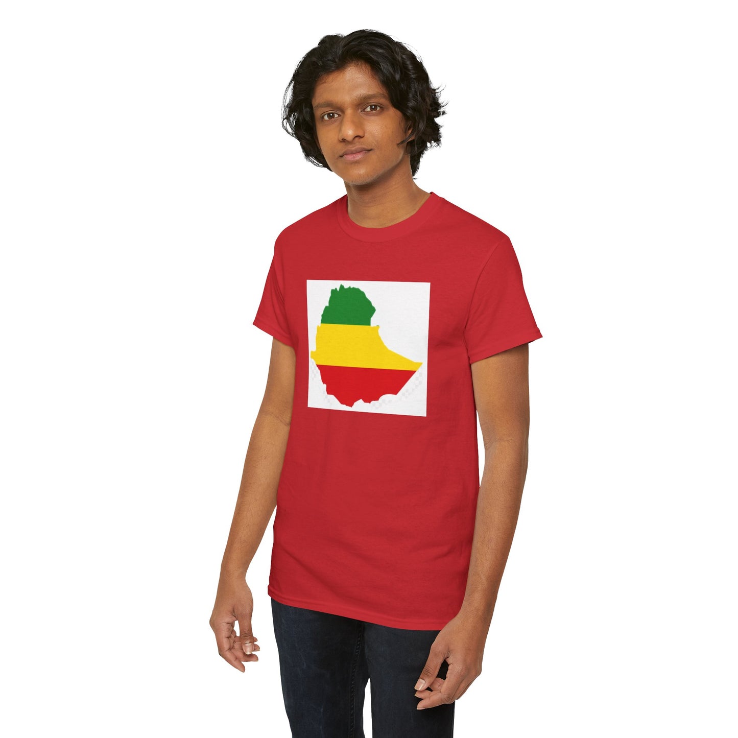 Unisex Heavy Cotton Tee -- Ethiopia flag and map