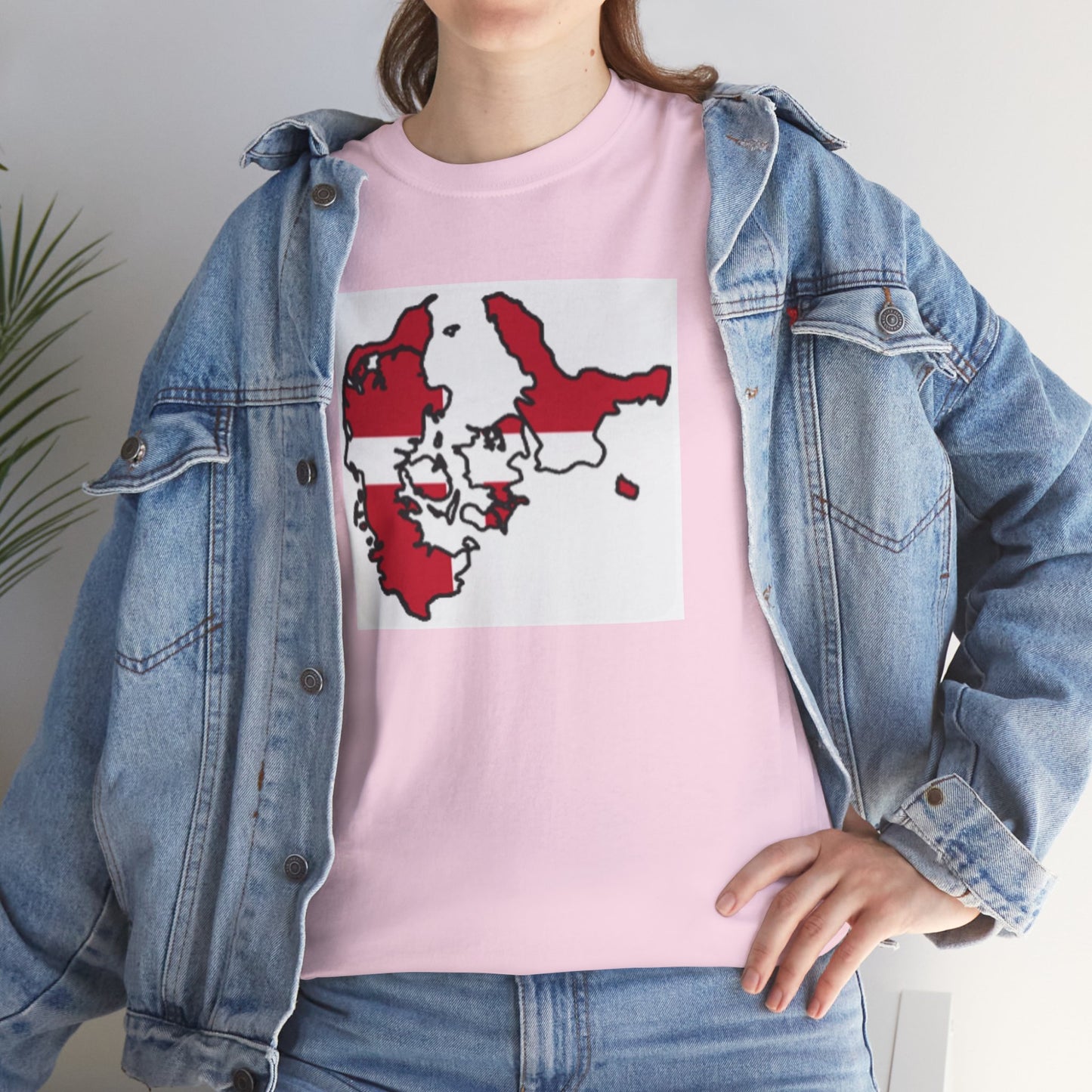 Unisex Heavy Cotton Tee -- Denmark flag and map