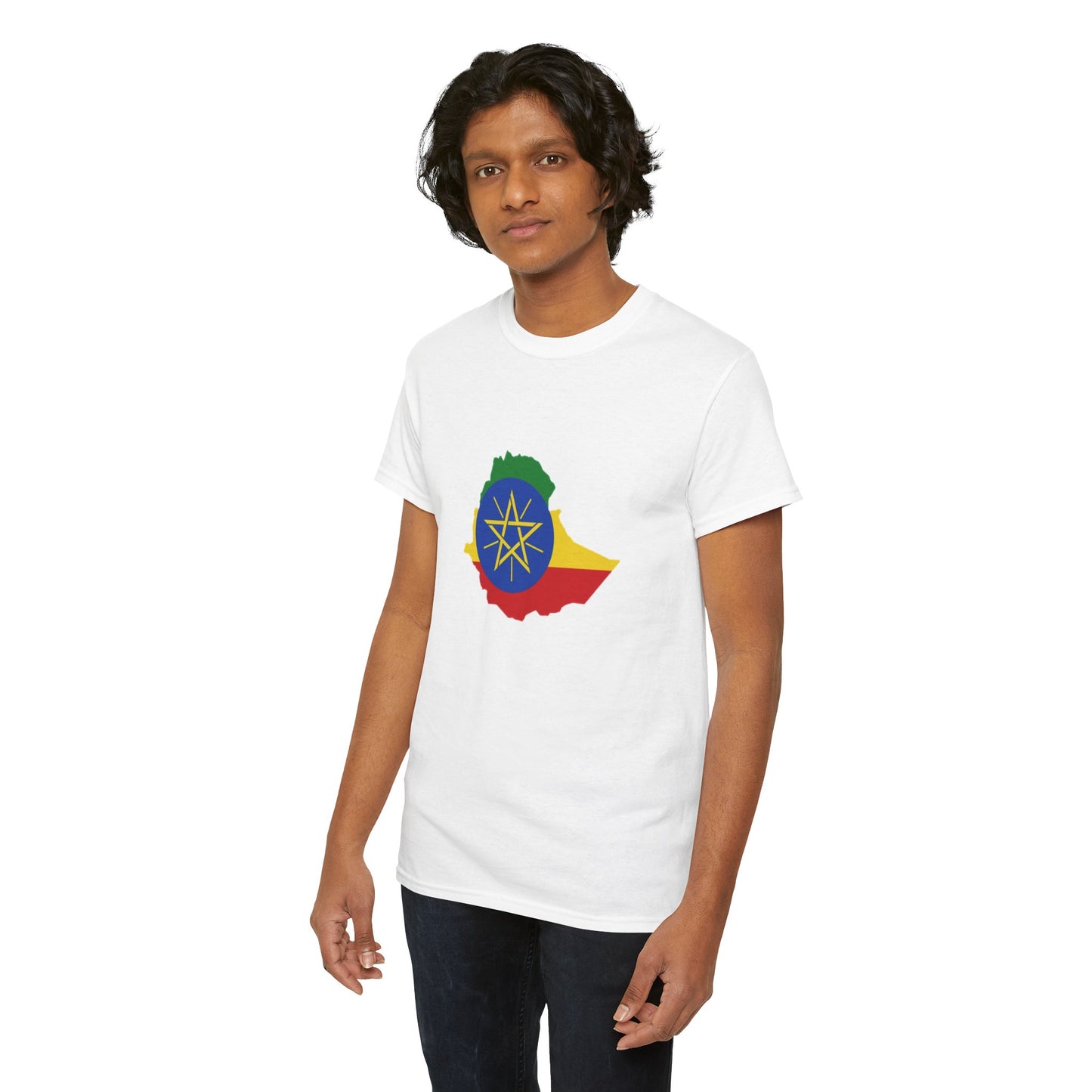 Unisex Heavy Cotton Tee -- Ethiopa federal flag and map