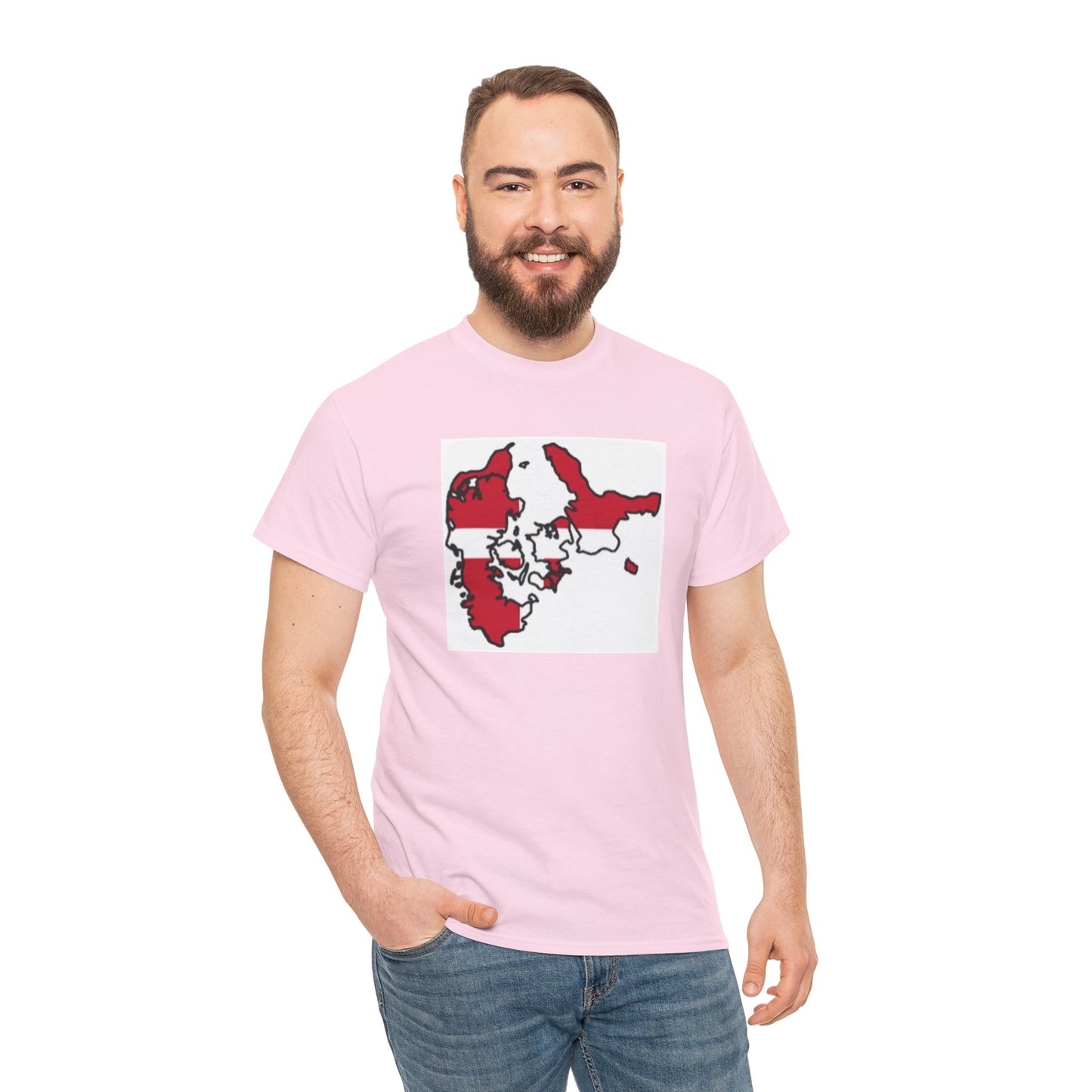 Unisex Heavy Cotton Tee -- Denmark flag and map