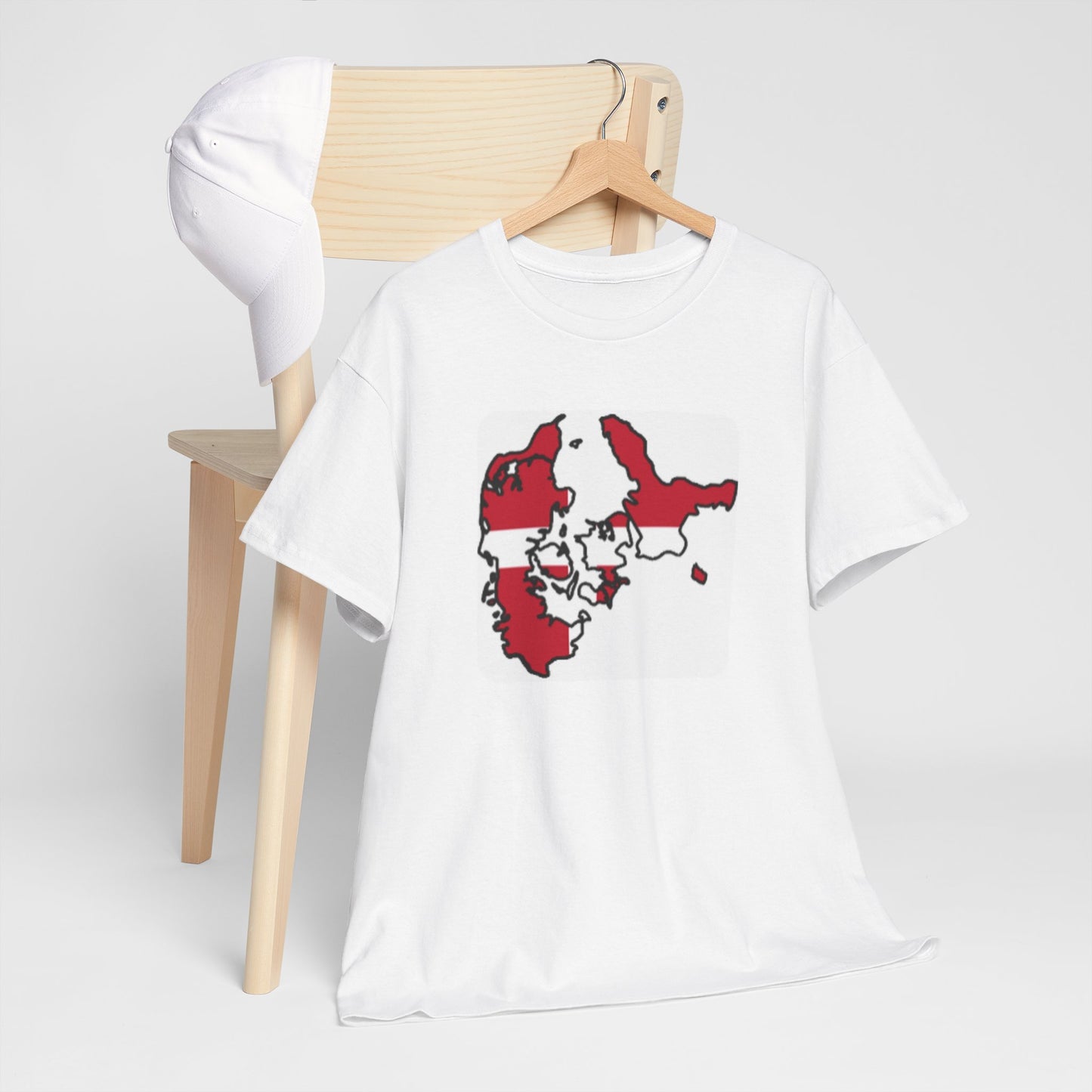 Unisex Heavy Cotton Tee -- Denmark flag and map