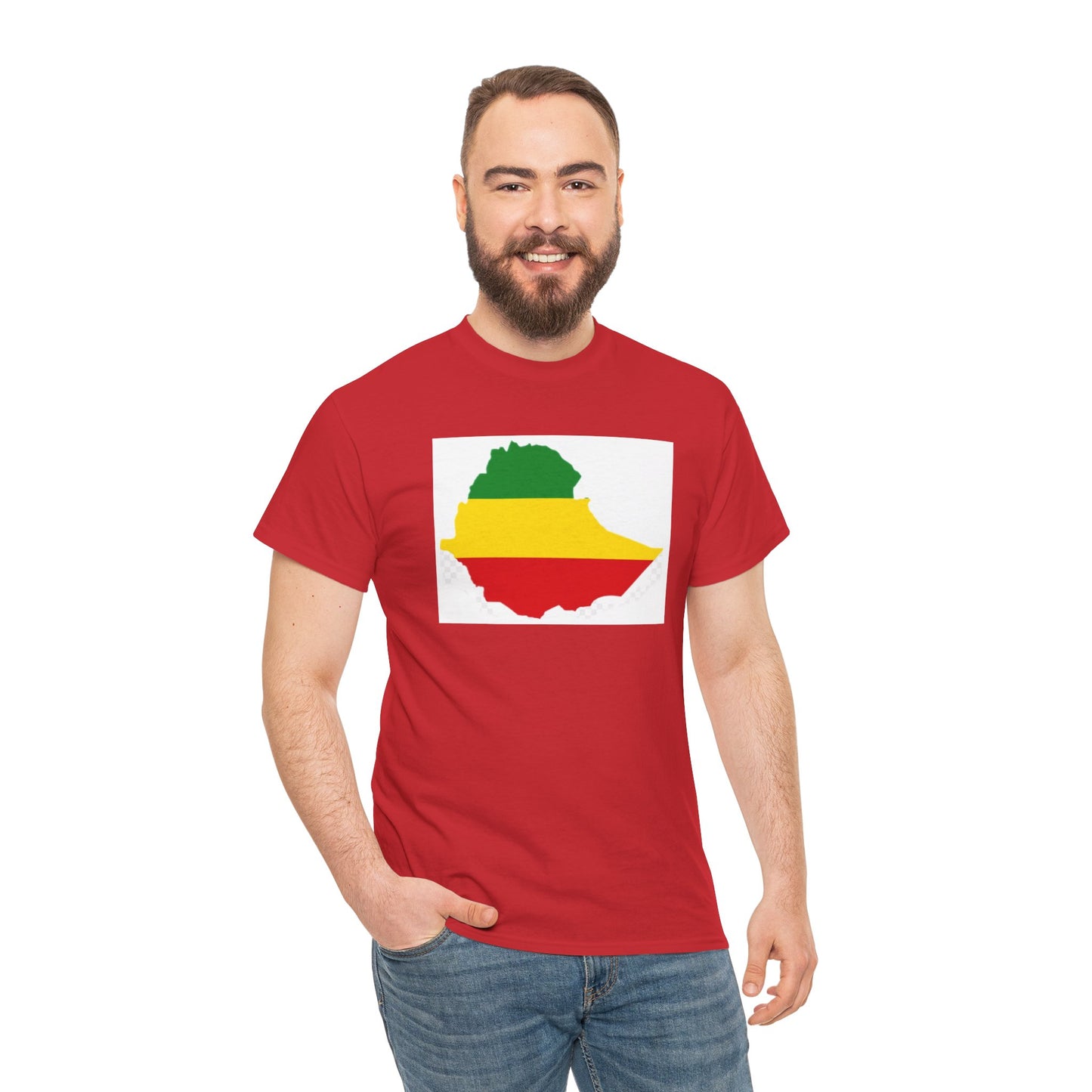 Unisex Heavy Cotton Tee -- Ethiopia flag and map