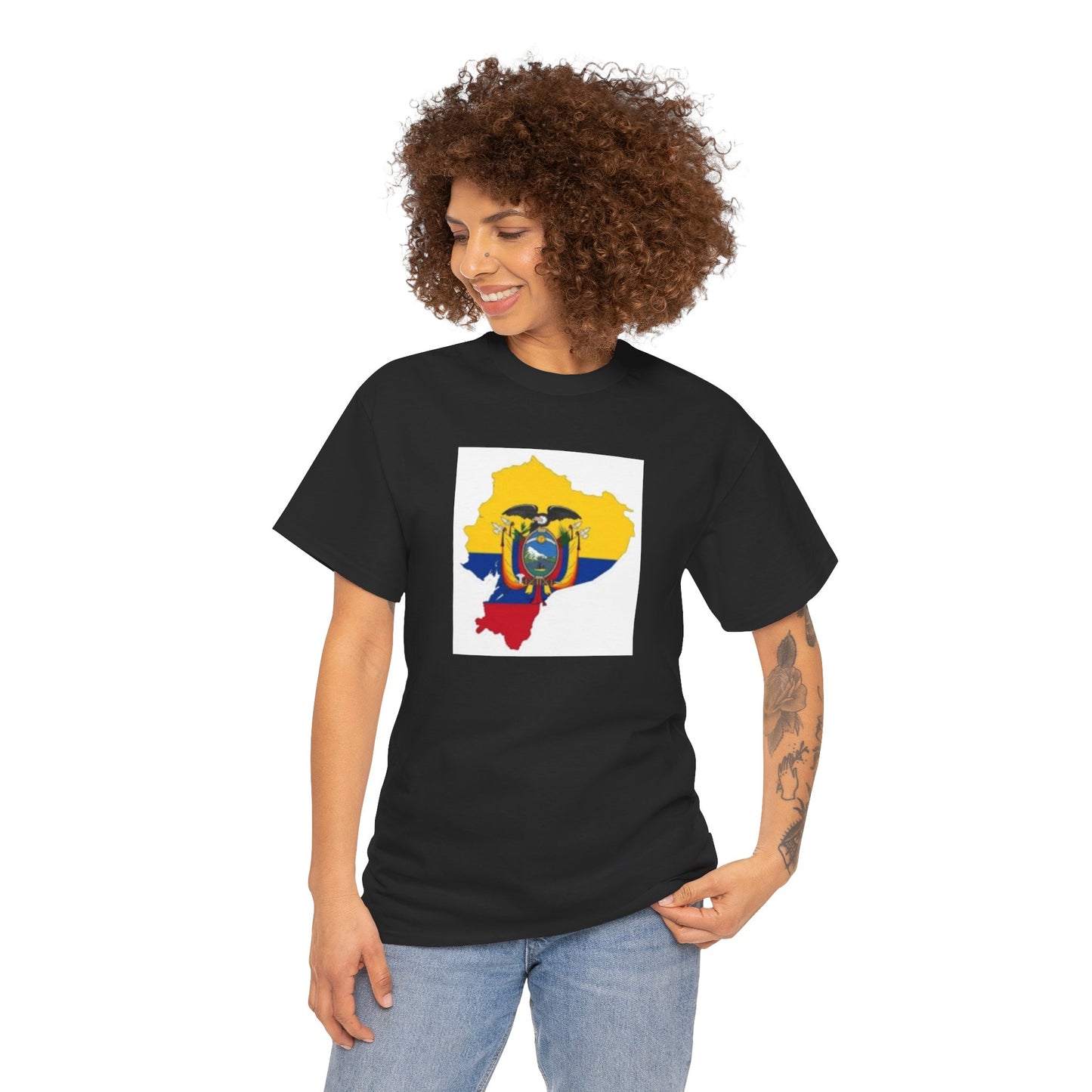 Unisex Heavy Cotton Tee -- Ecuador flag and map