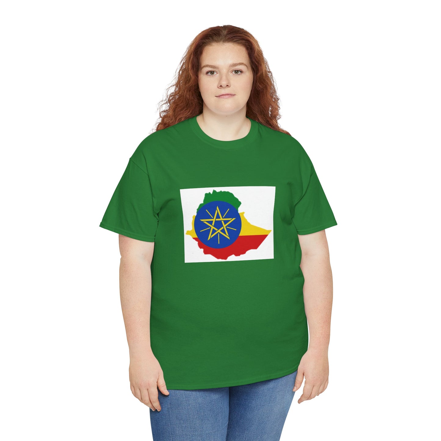 Unisex Heavy Cotton Tee -- Ethiopa federal flag and map