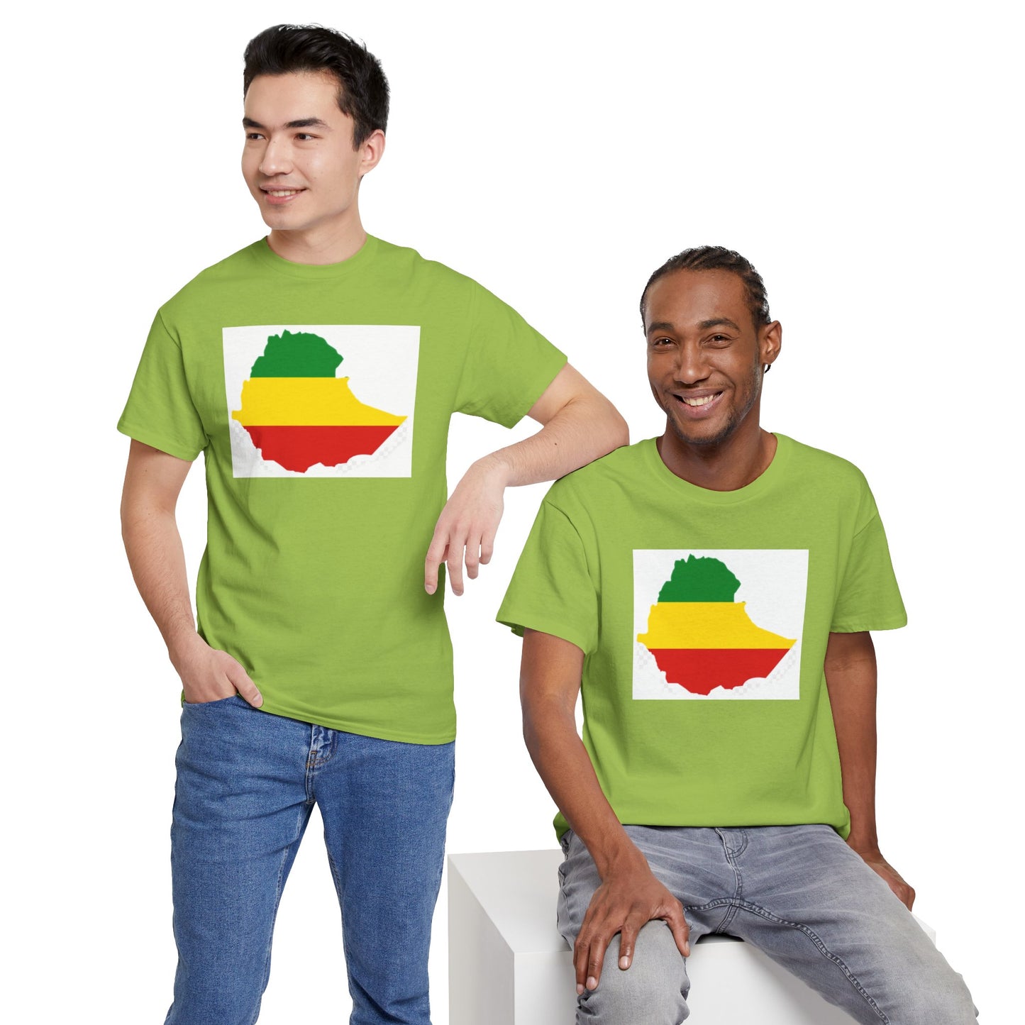 Unisex Heavy Cotton Tee -- Ethiopia flag and map