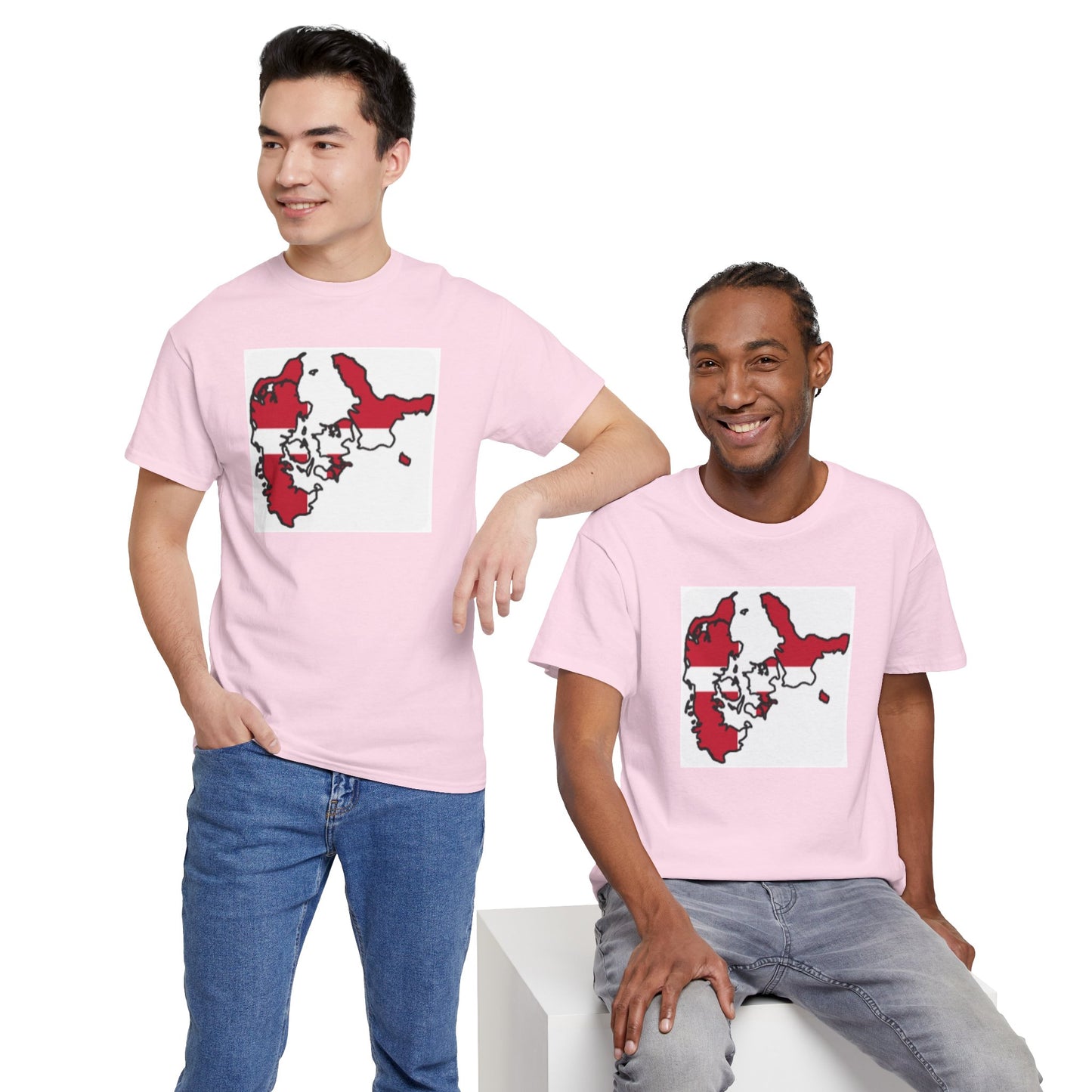 Unisex Heavy Cotton Tee -- Denmark flag and map