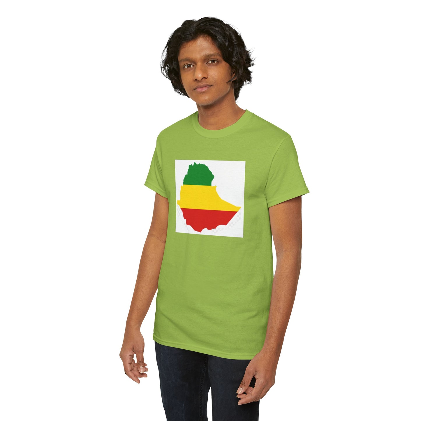 Unisex Heavy Cotton Tee -- Ethiopia flag and map