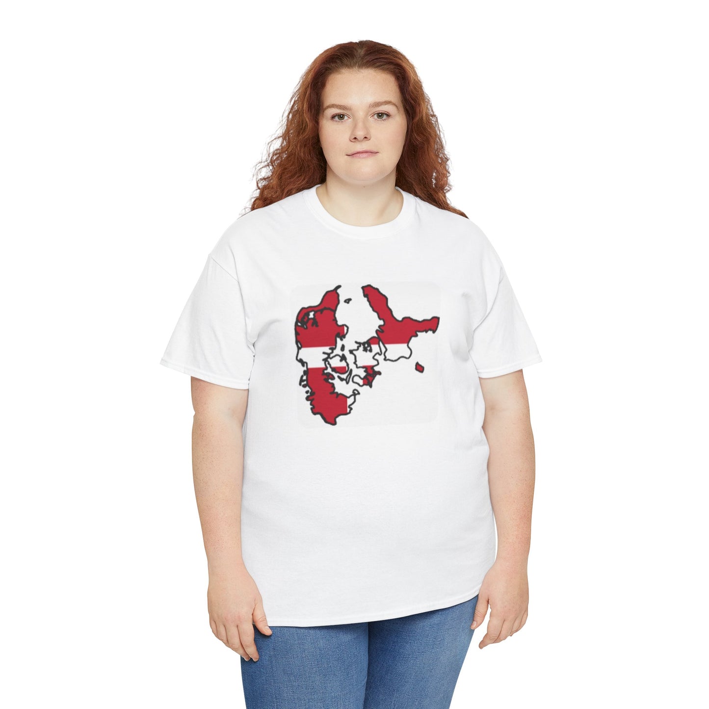 Unisex Heavy Cotton Tee -- Denmark flag and map