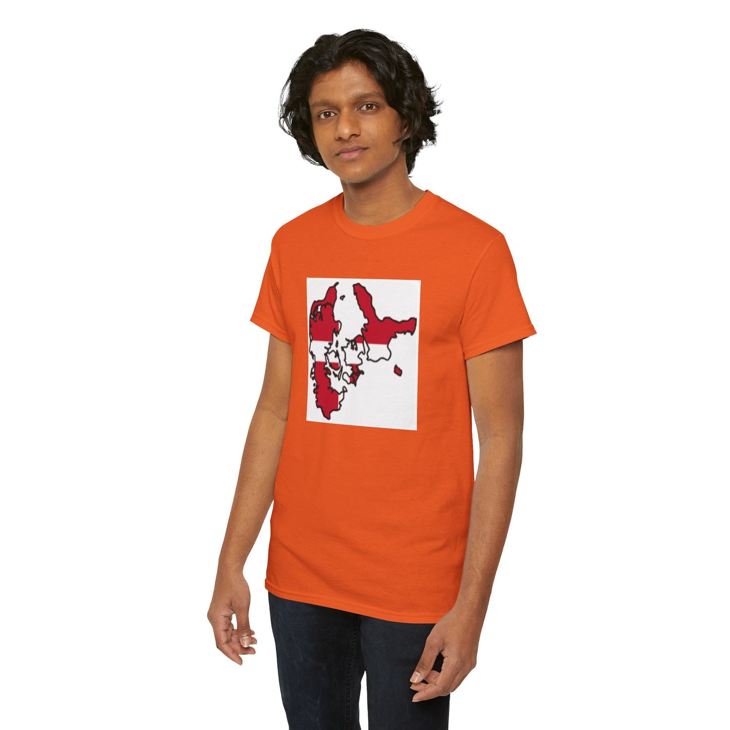 Unisex Heavy Cotton Tee -- Denmark flag and map
