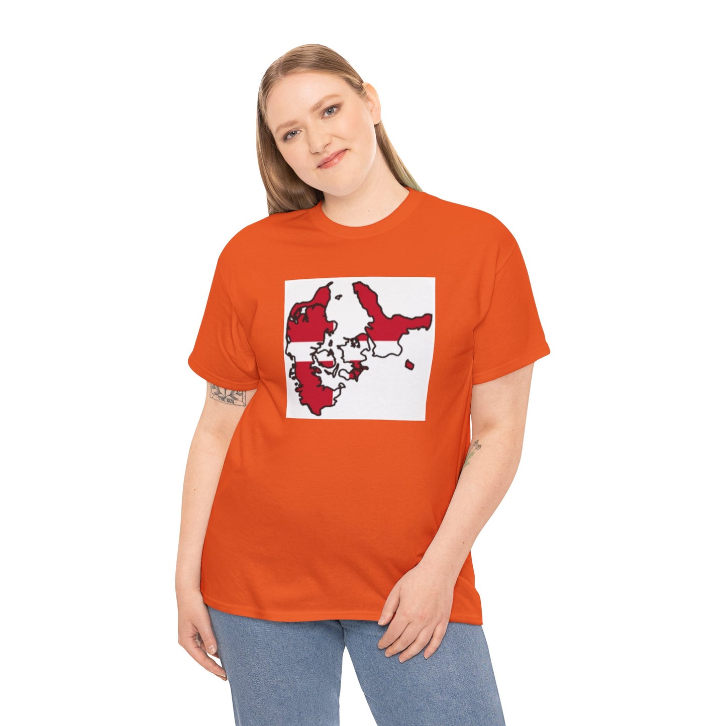 Unisex Heavy Cotton Tee -- Denmark flag and map
