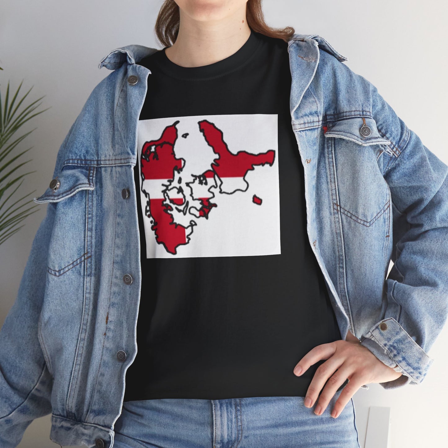 Unisex Heavy Cotton Tee -- Denmark flag and map