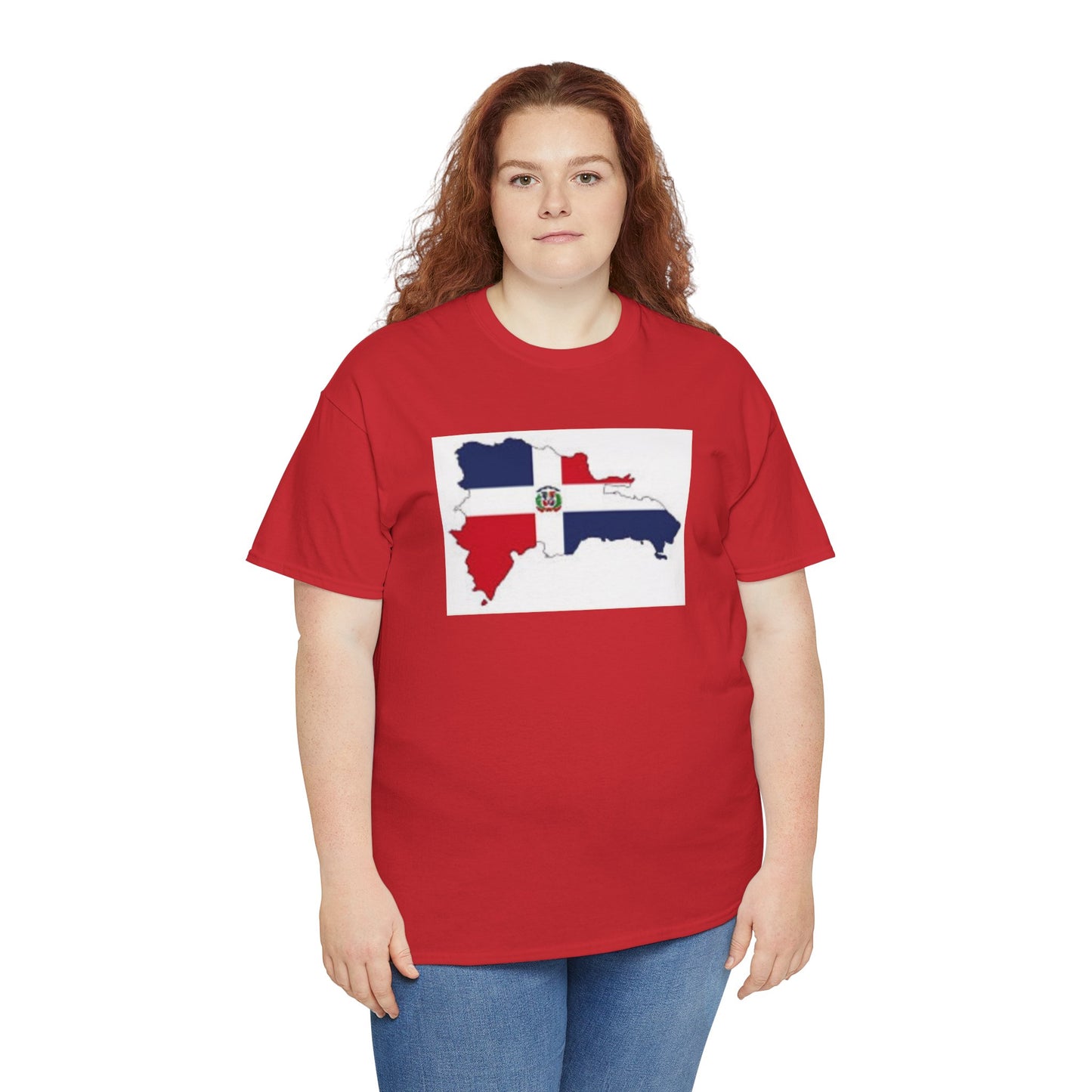 Unisex Heavy Cotton Tee -- Dominican Republic flag and map