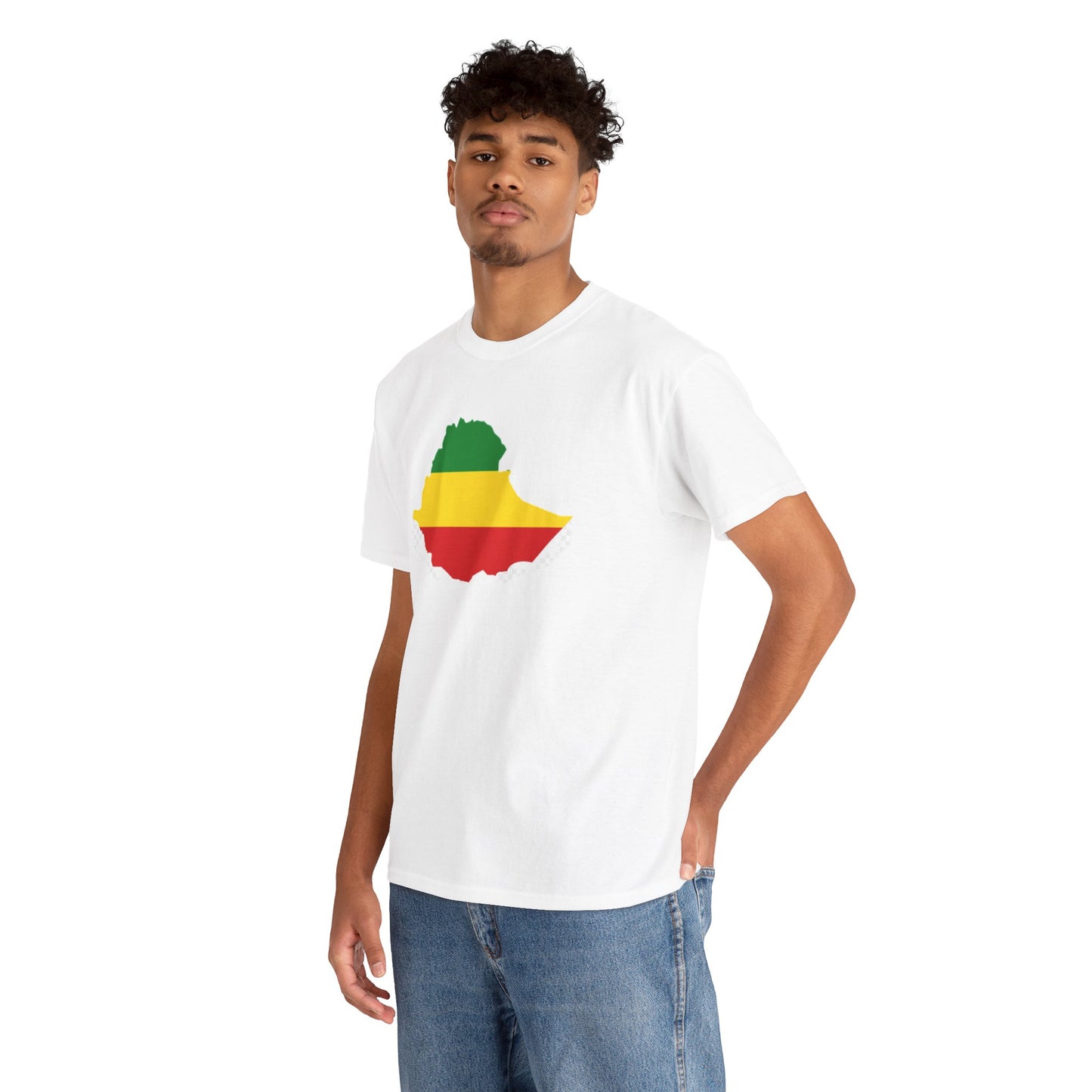 Unisex Heavy Cotton Tee -- Ethiopia flag and map