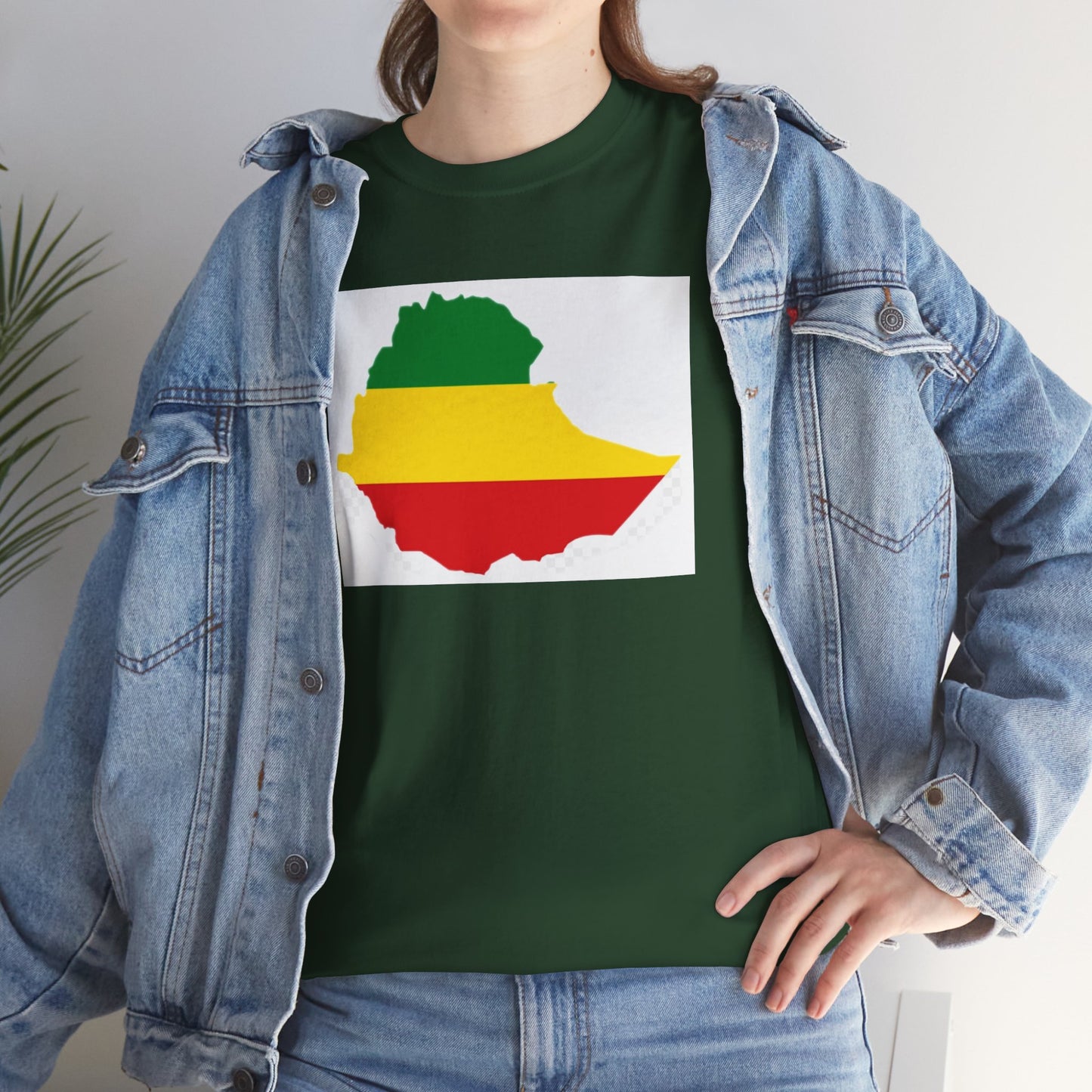 Unisex Heavy Cotton Tee -- Ethiopia flag and map