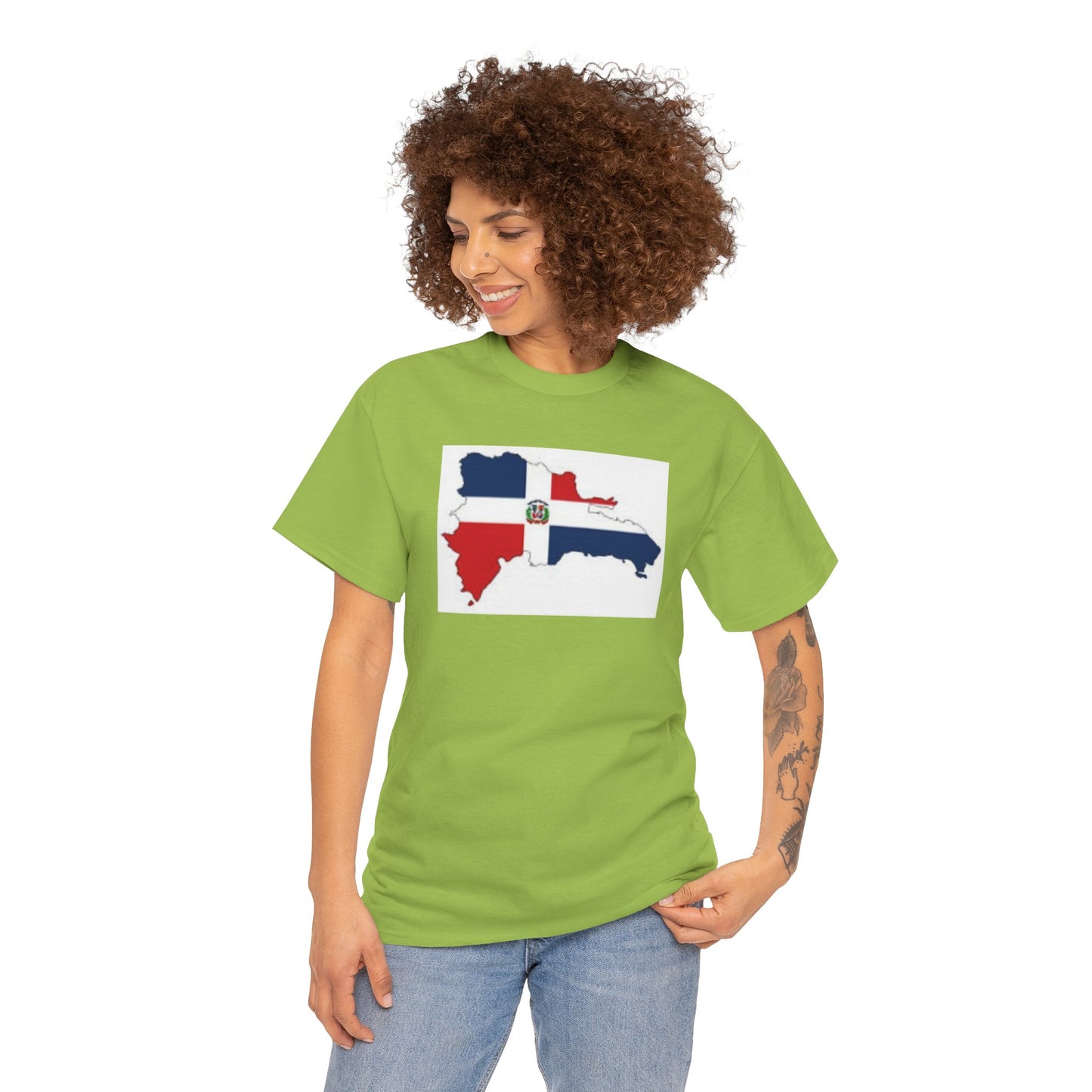 Unisex Heavy Cotton Tee -- Dominican Republic flag and map