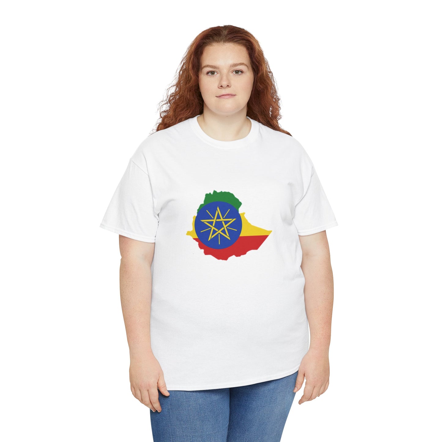 Unisex Heavy Cotton Tee -- Ethiopa federal flag and map