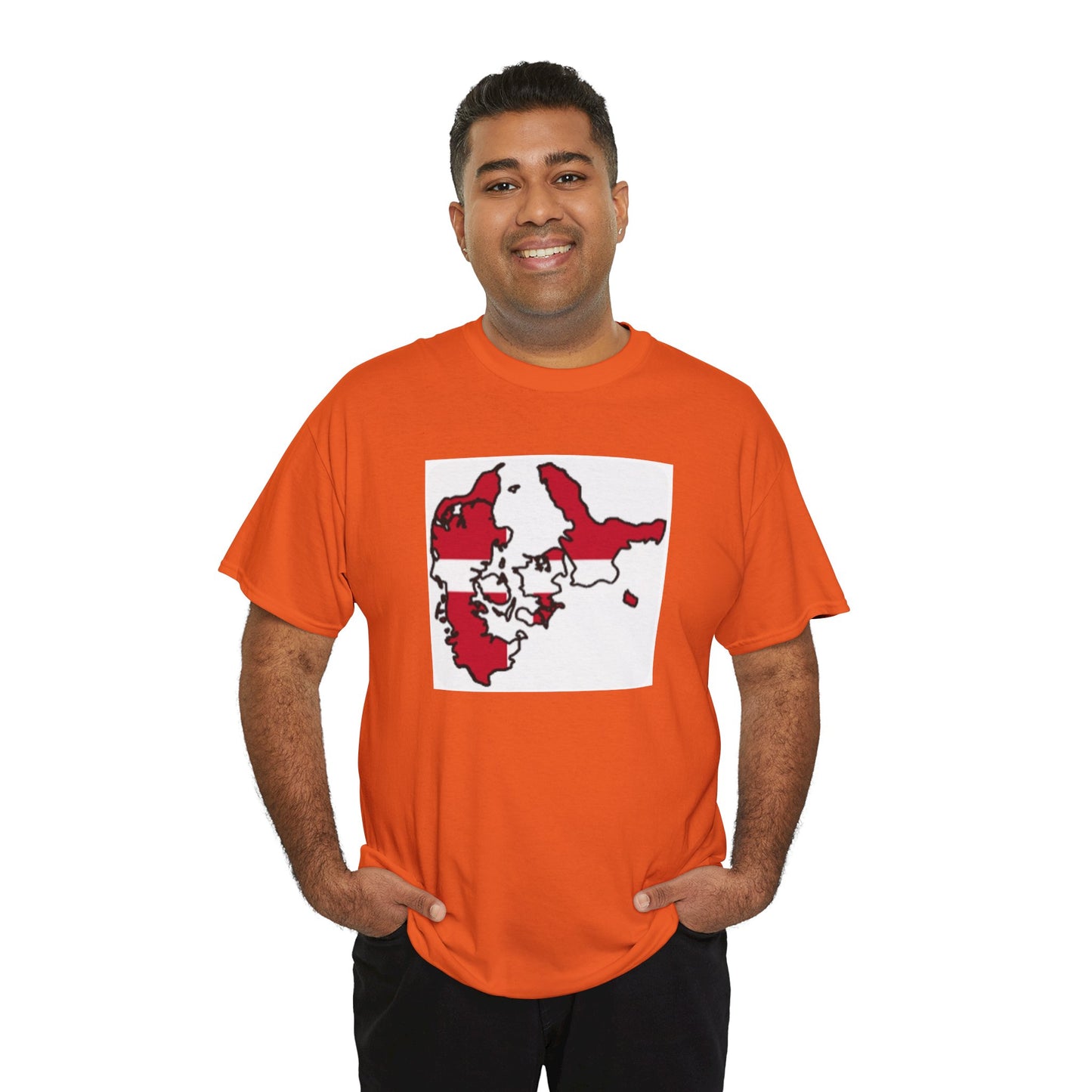 Unisex Heavy Cotton Tee -- Denmark flag and map