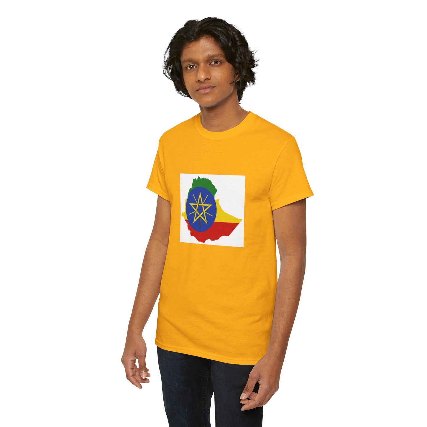 Unisex Heavy Cotton Tee -- Ethiopa federal flag and map