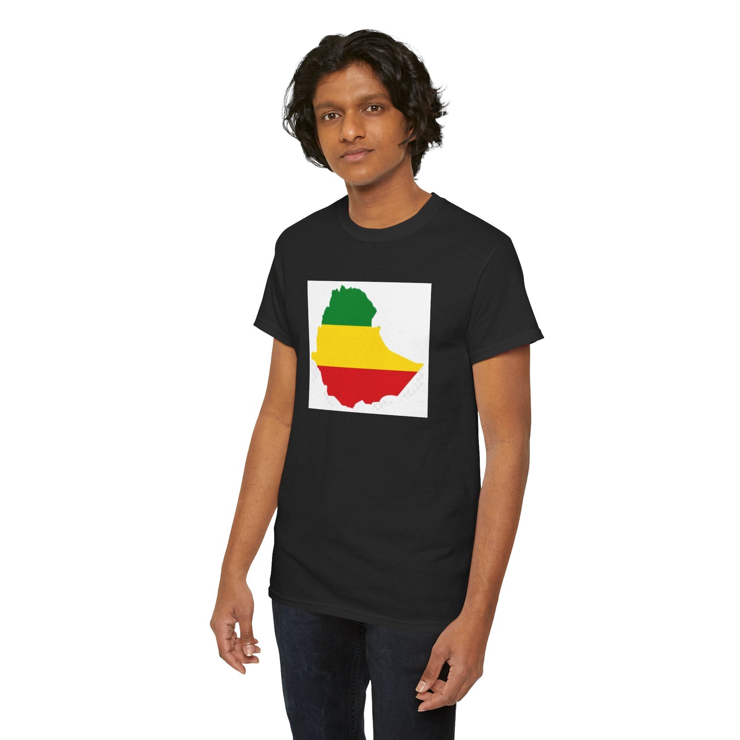 Unisex Heavy Cotton Tee -- Ethiopia flag and map