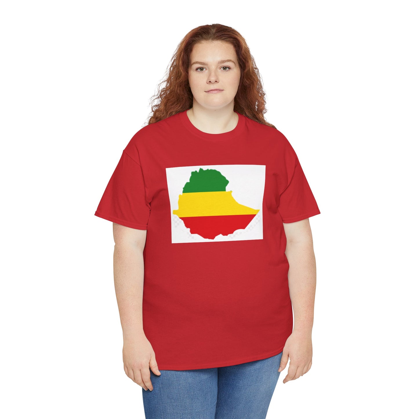 Unisex Heavy Cotton Tee -- Ethiopia flag and map