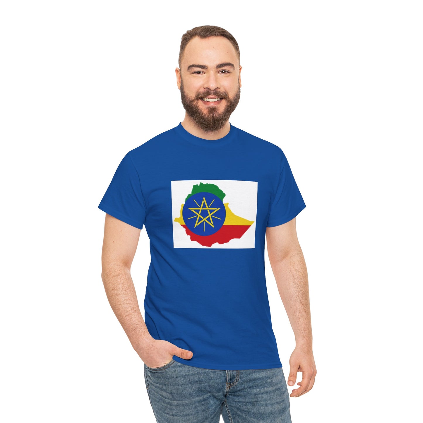 Unisex Heavy Cotton Tee -- Ethiopa federal flag and map