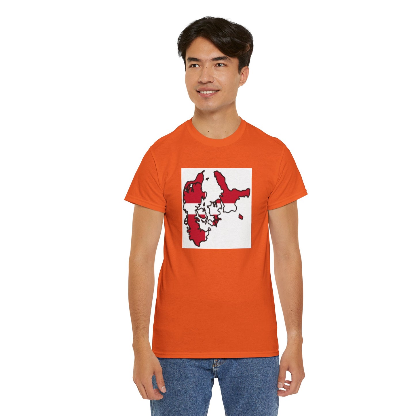 Unisex Heavy Cotton Tee -- Denmark flag and map