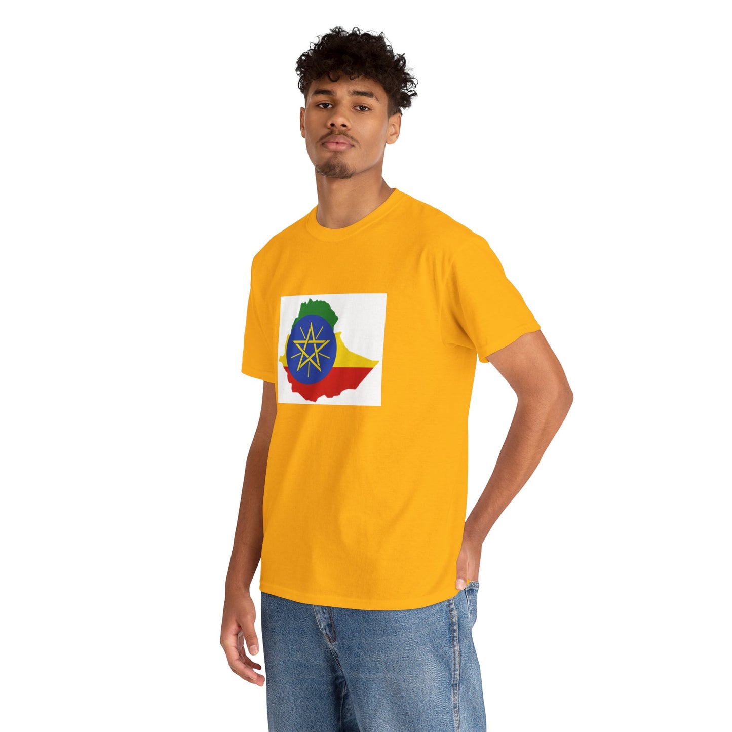 Unisex Heavy Cotton Tee -- Ethiopa federal flag and map