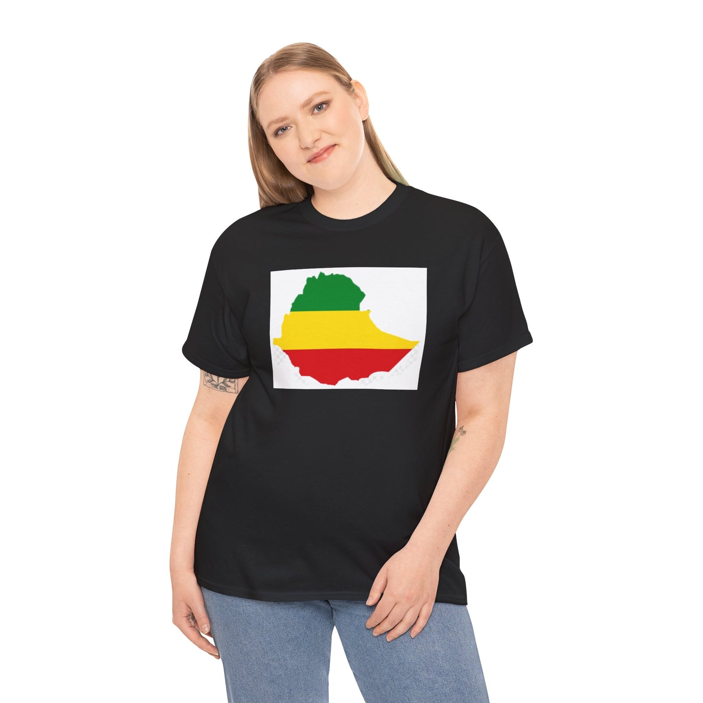 Unisex Heavy Cotton Tee -- Ethiopia flag and map
