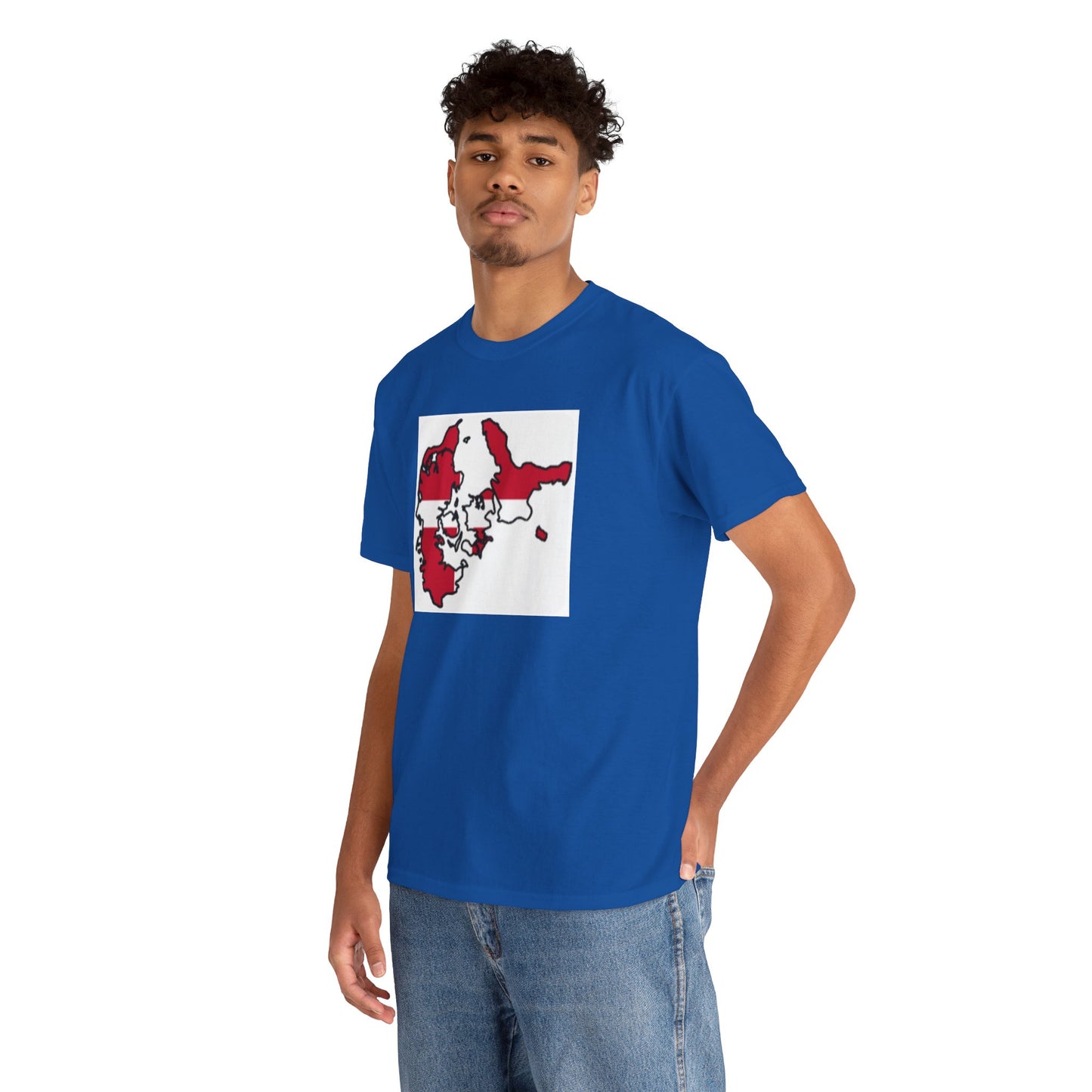 Unisex Heavy Cotton Tee -- Denmark flag and map