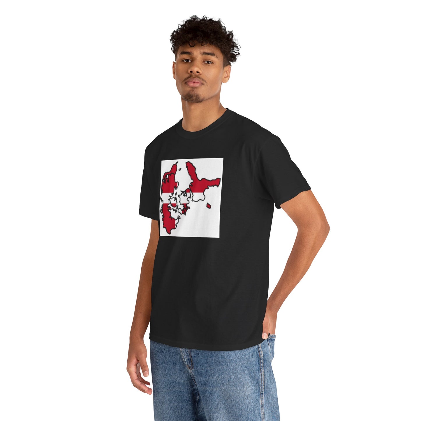 Unisex Heavy Cotton Tee -- Denmark flag and map
